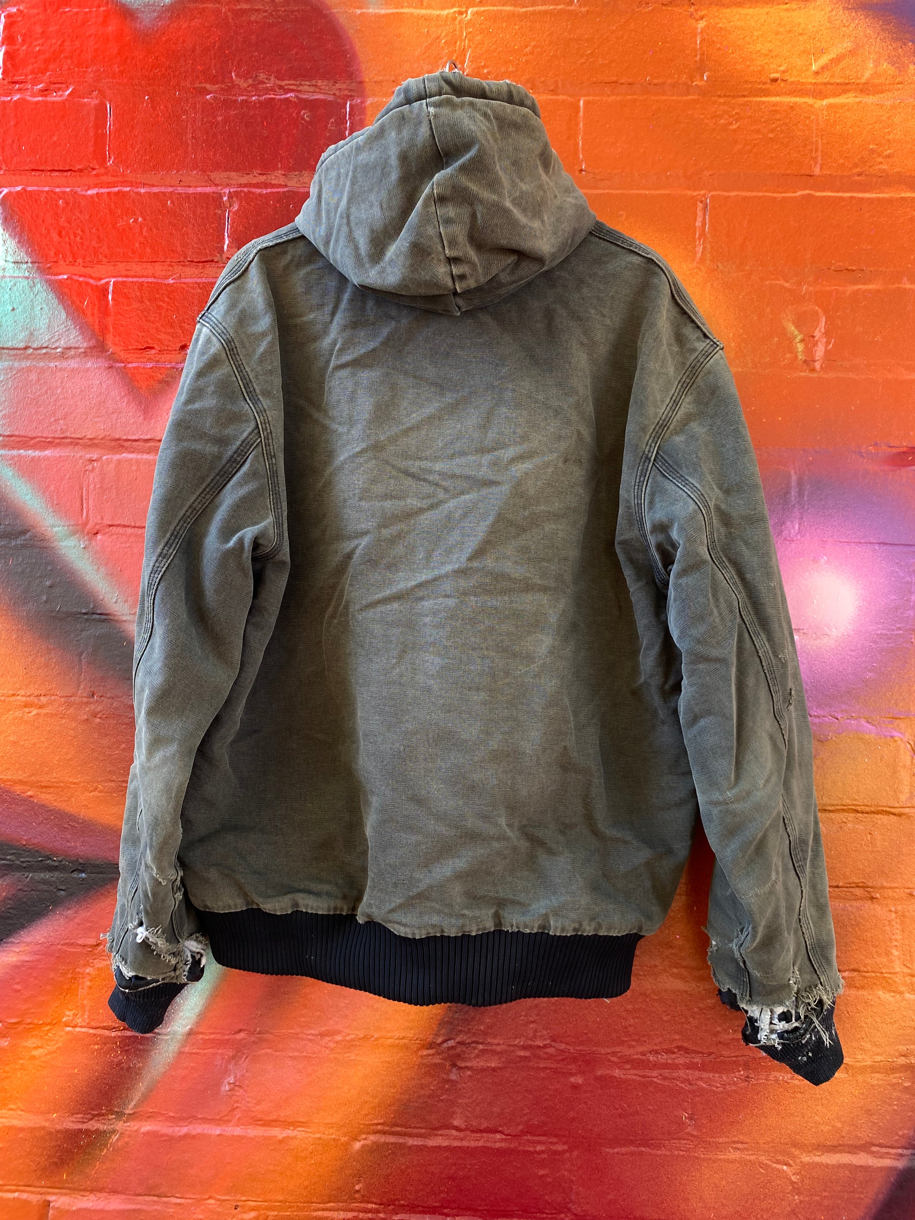 [XL] Carhartt Thrashed Grey Active Jacket Broken Zip