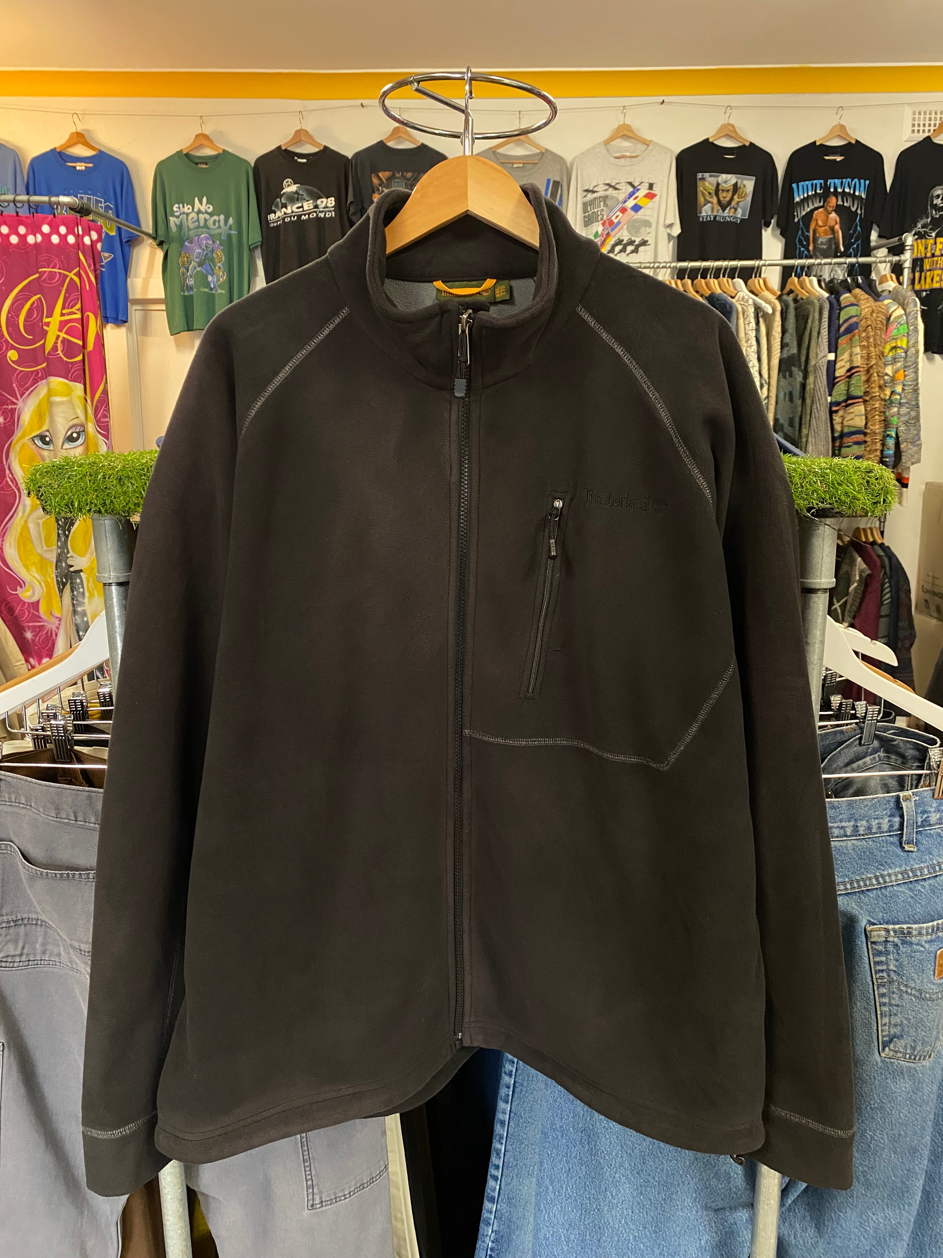 [2XL] Timberland Black Full Fleece Zip Up