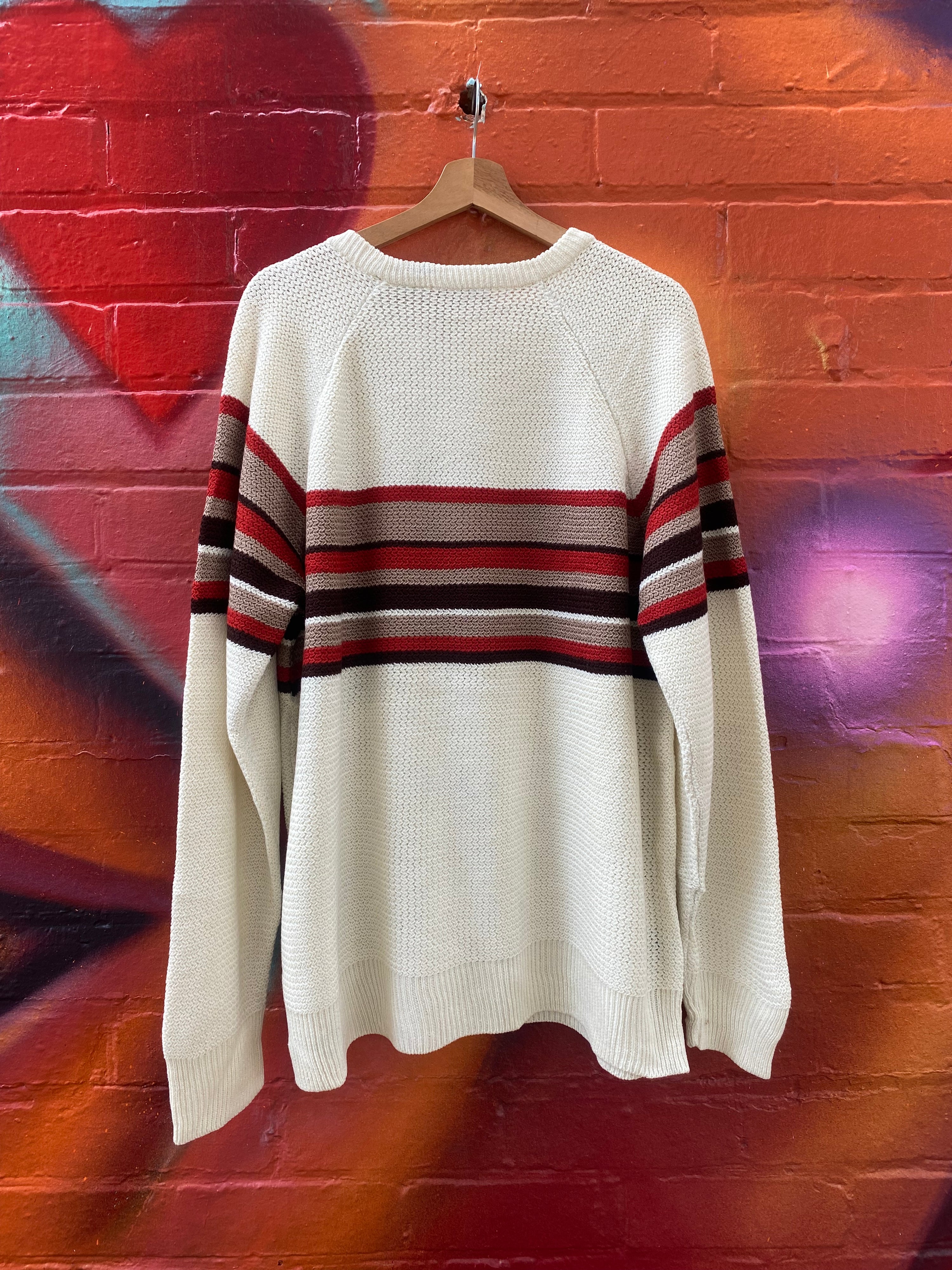 [L] Botany 500 Cream/Orange/Brown Knit Sweater