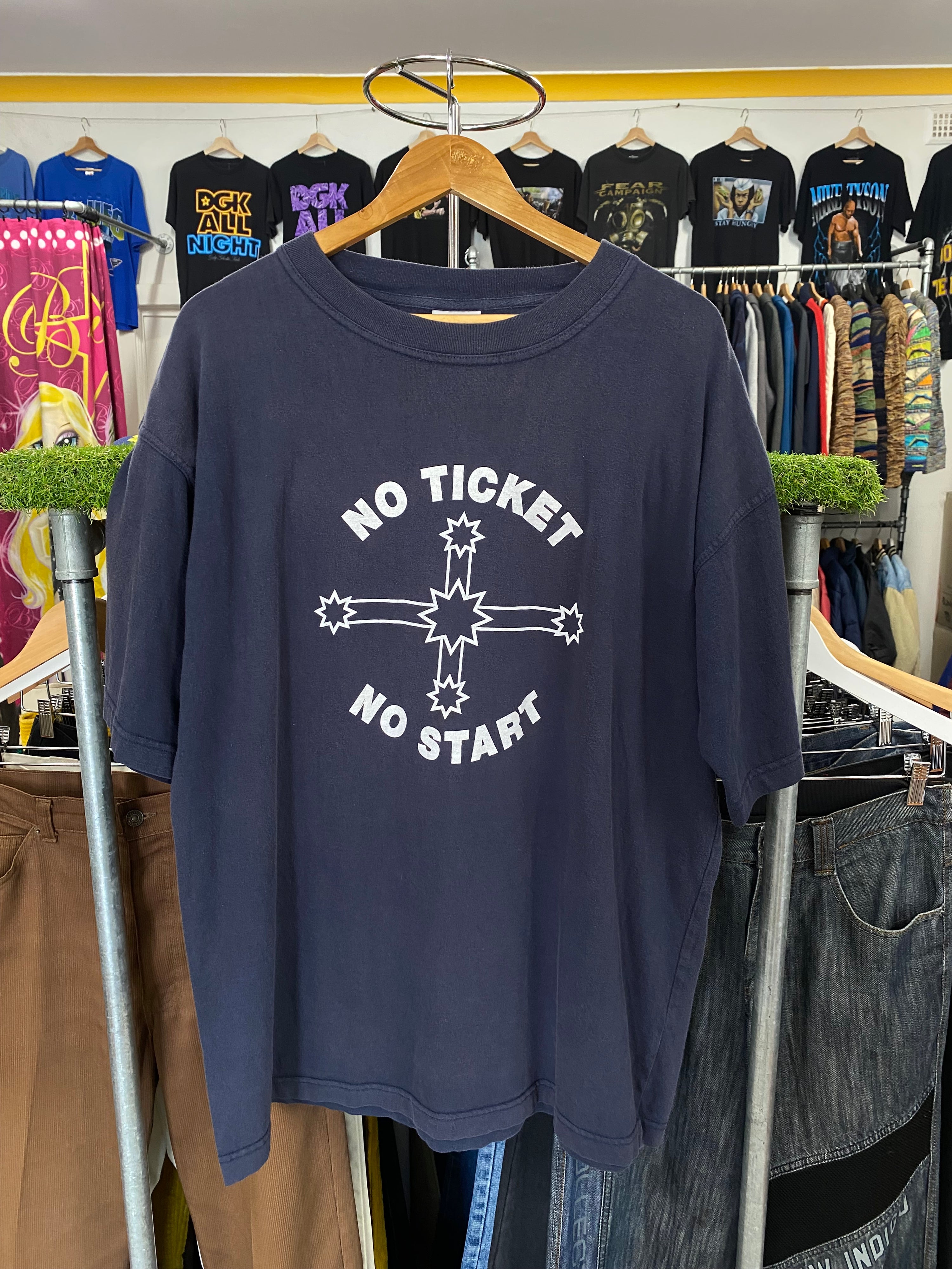 [2XL] Vintage 'No Ticket, No Start' Blue Tshirt