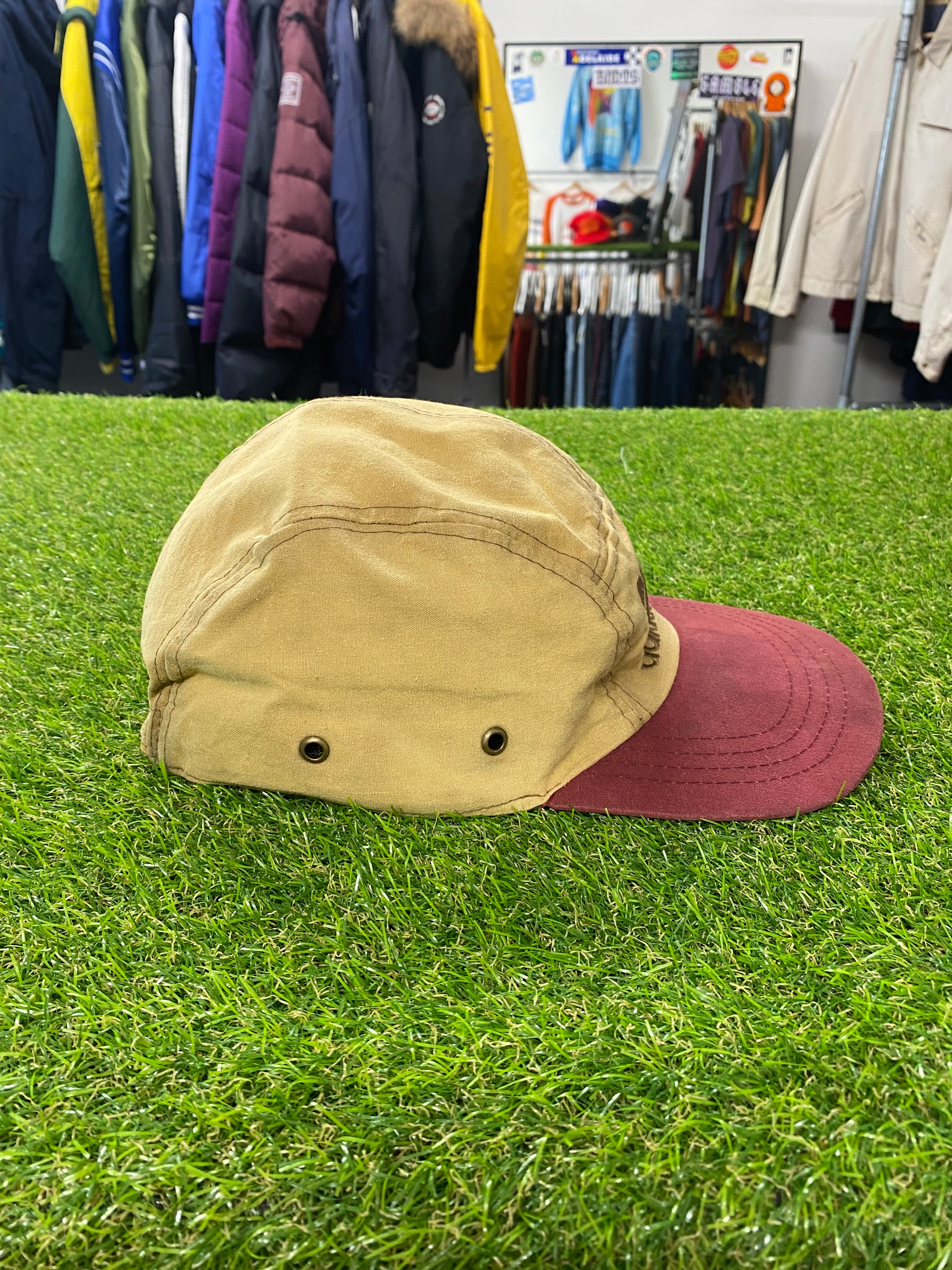 [M] Adidas Cuffed Tan/Maroon Hat