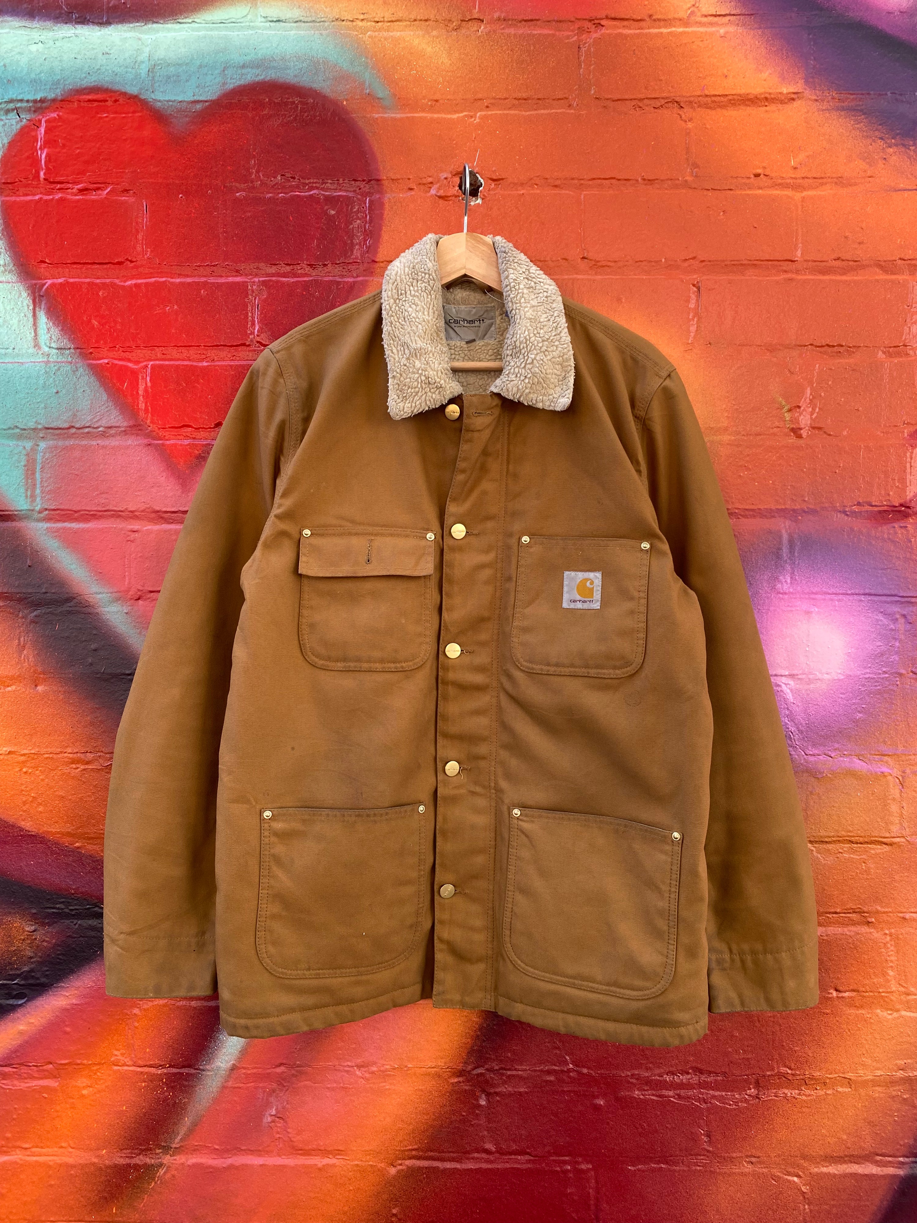 [L] Carhartt WIP Sherpa Lined Brown Chore Coat