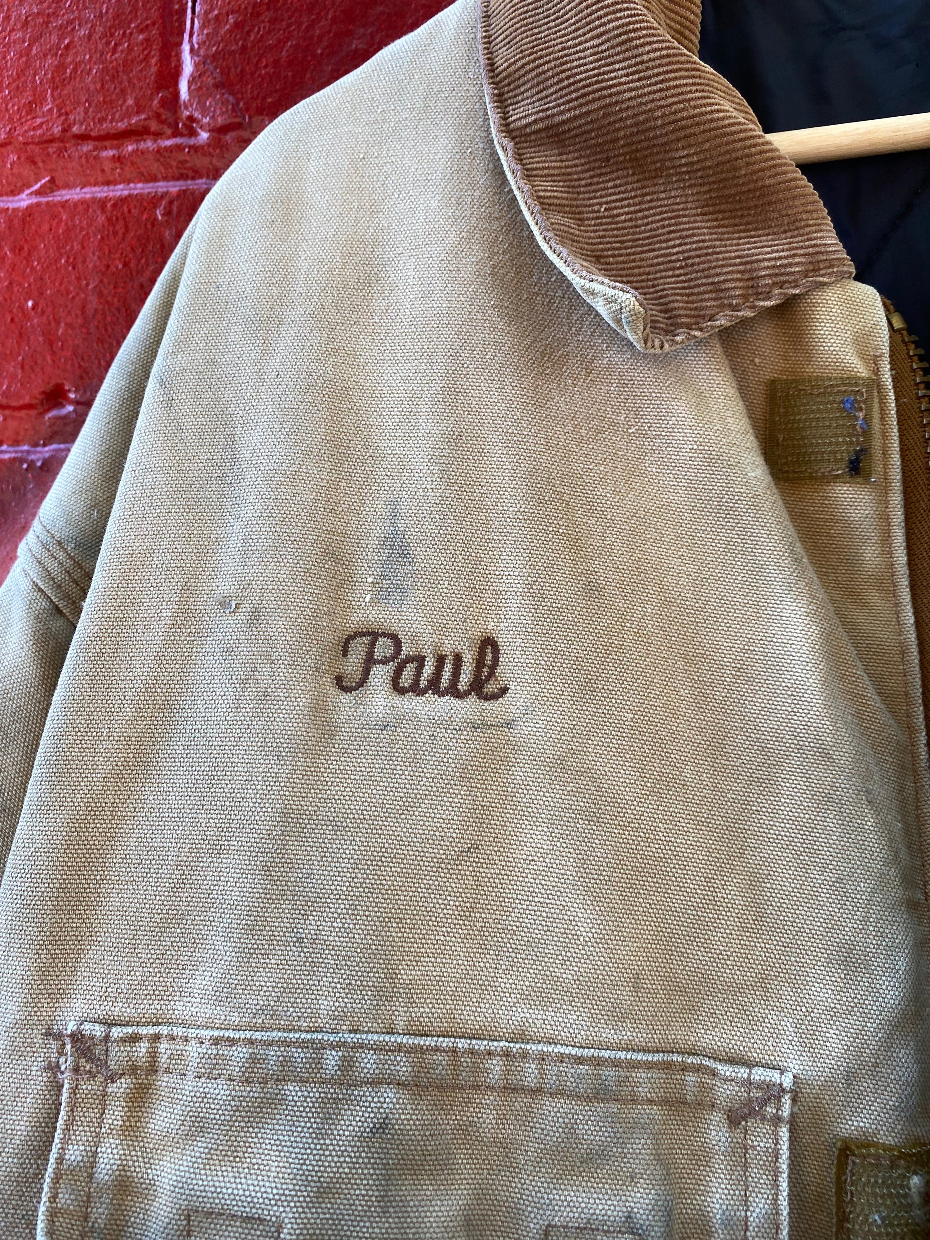 [XLT] Carhartt Thrashed Tan Chore Jacket 'Paul' Difficult Zip
