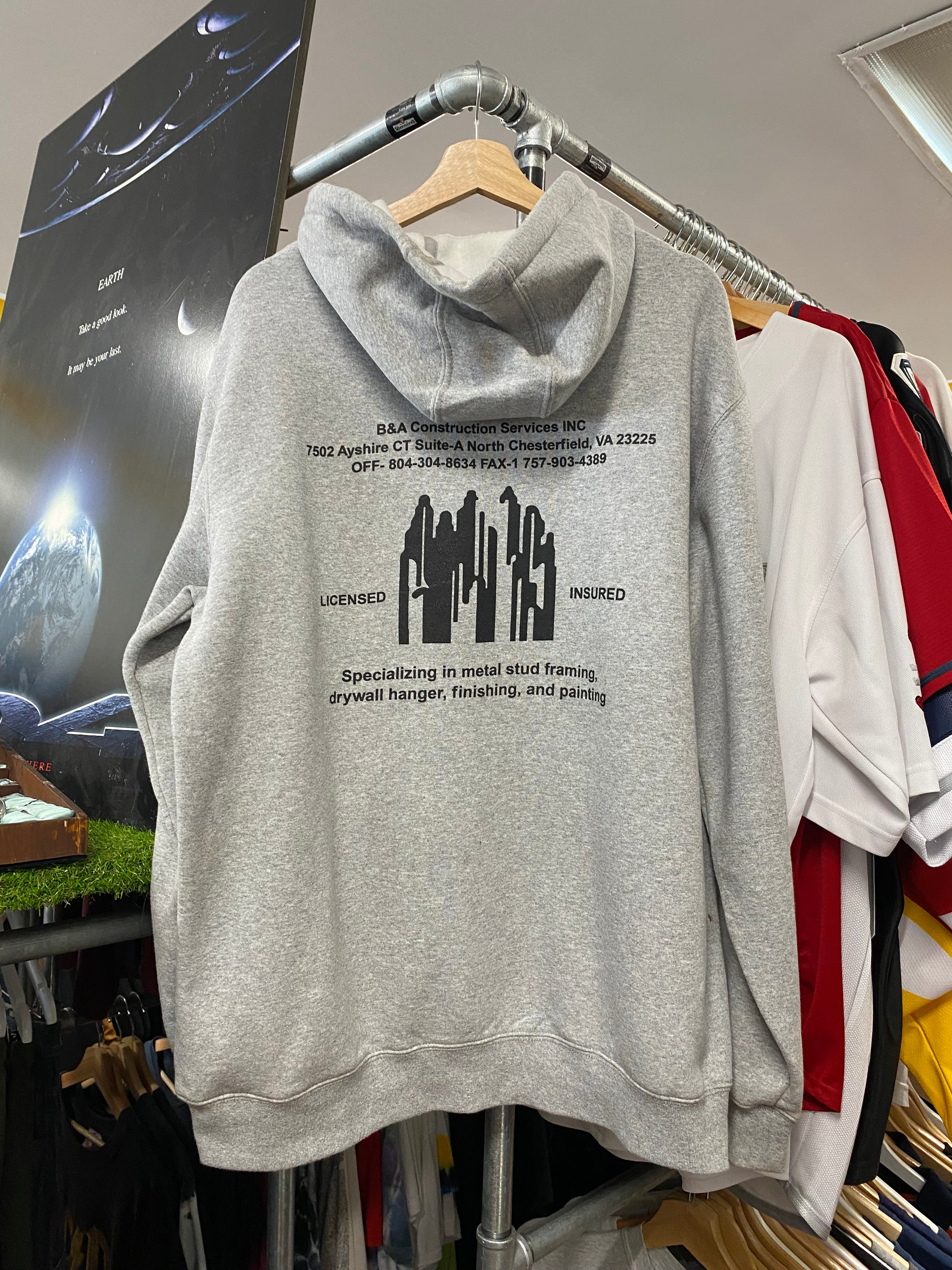[L] Carhartt 'B&A Construction' Grey Hoodie