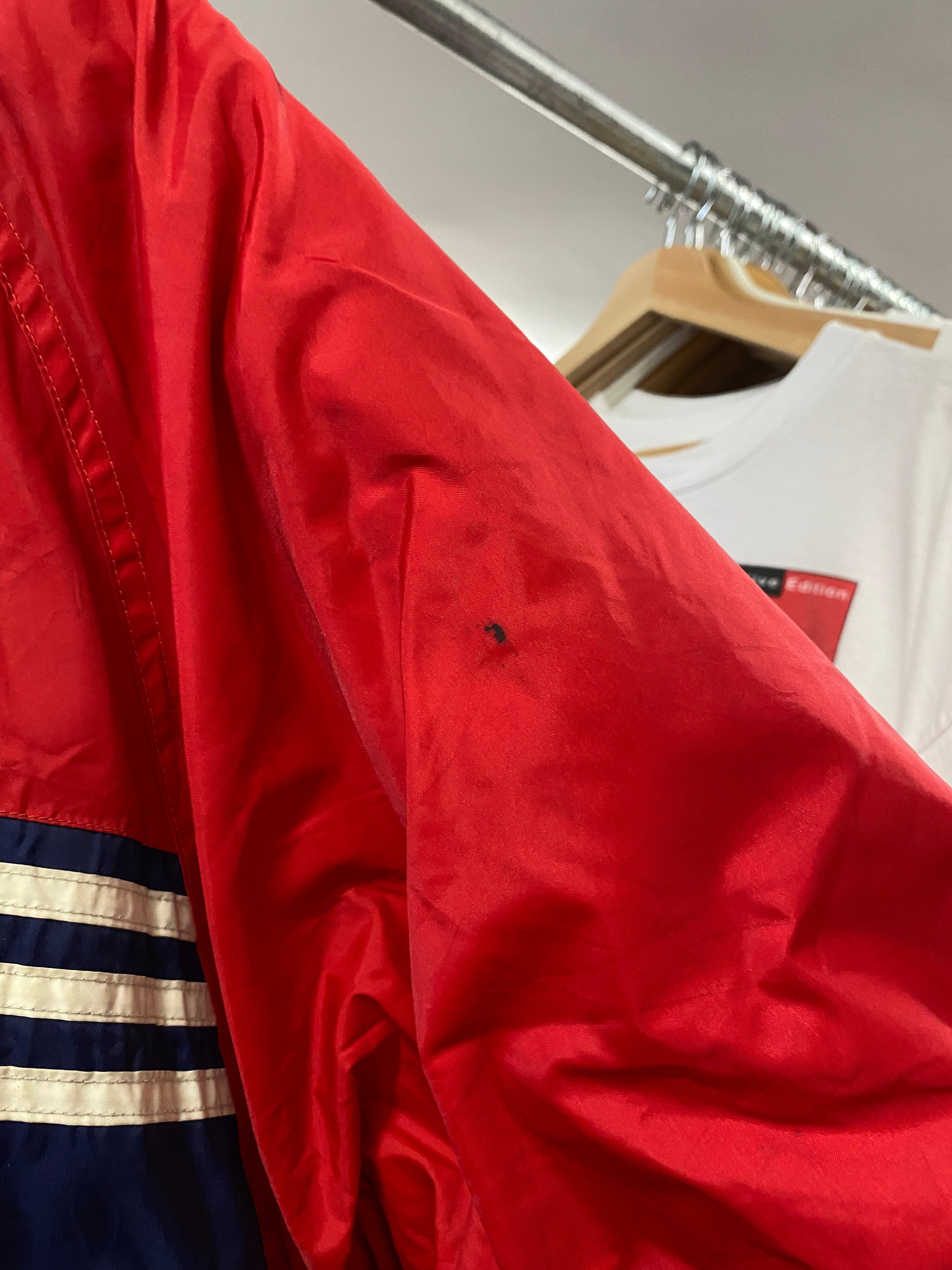 M - Vintage Adidas Puffer Zip Up Red Top/Blue Bottom