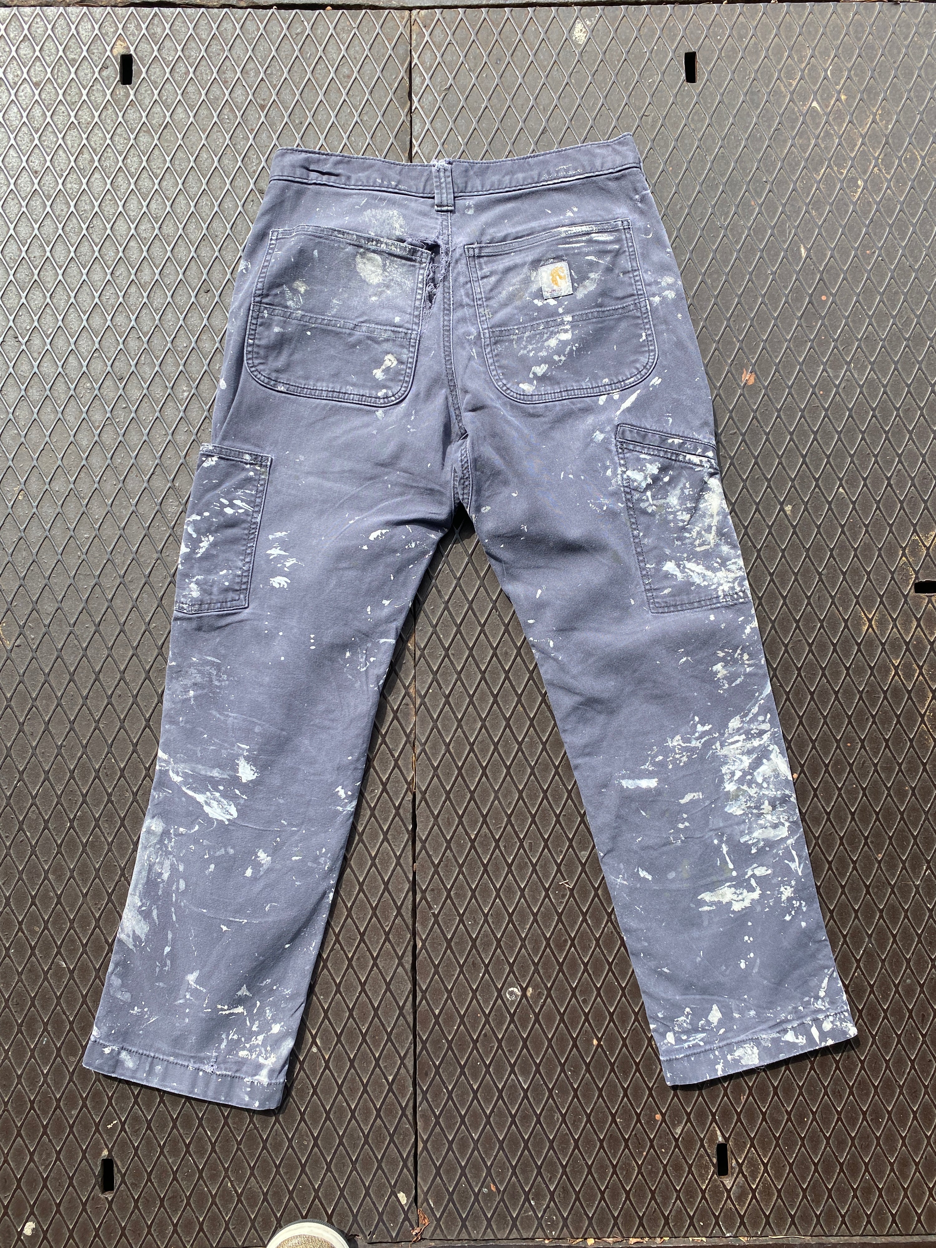 31 - Carhartt Double Knees Grey Heavy Paint Marks