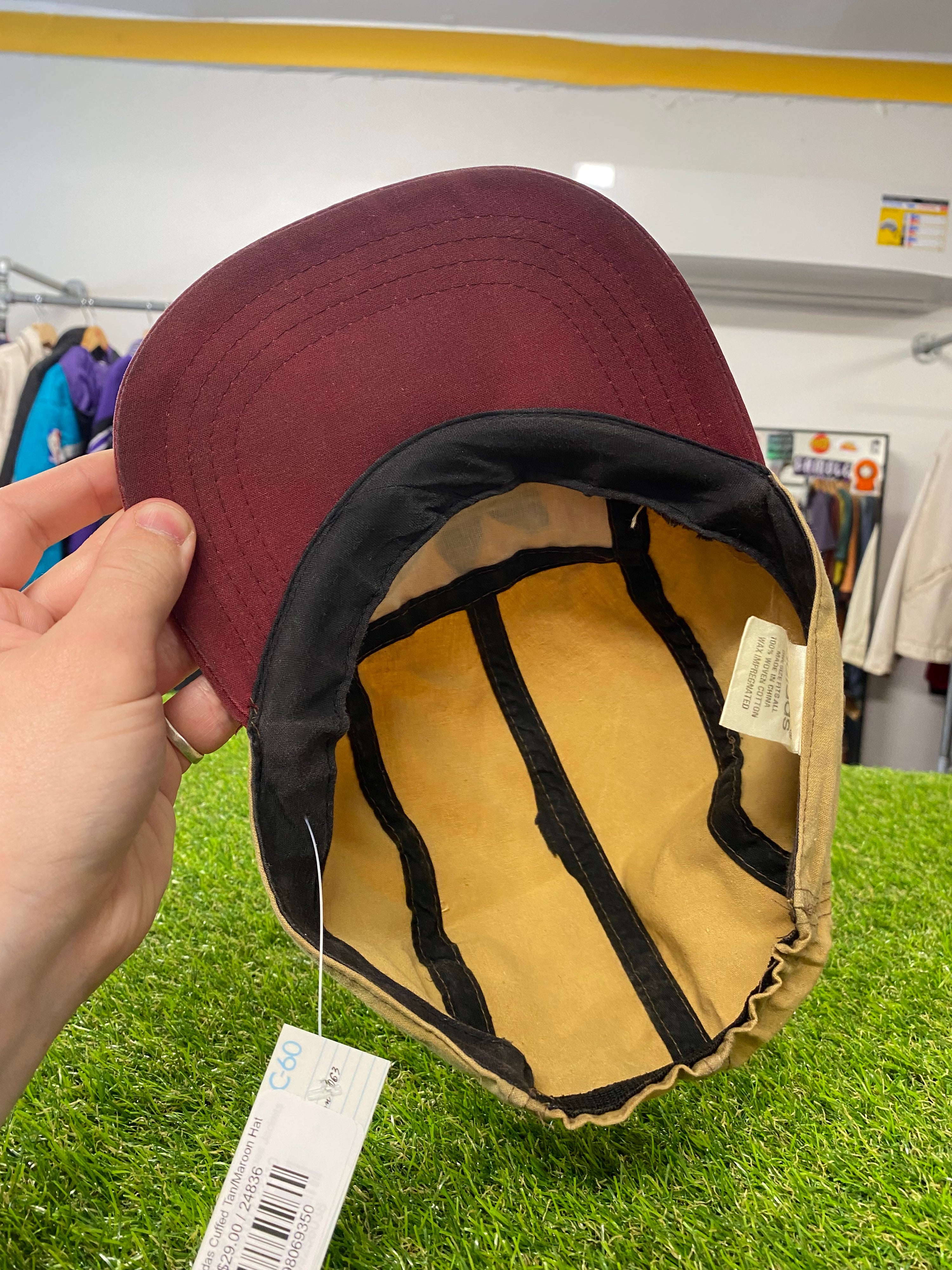 [M] Adidas Cuffed Tan/Maroon Hat