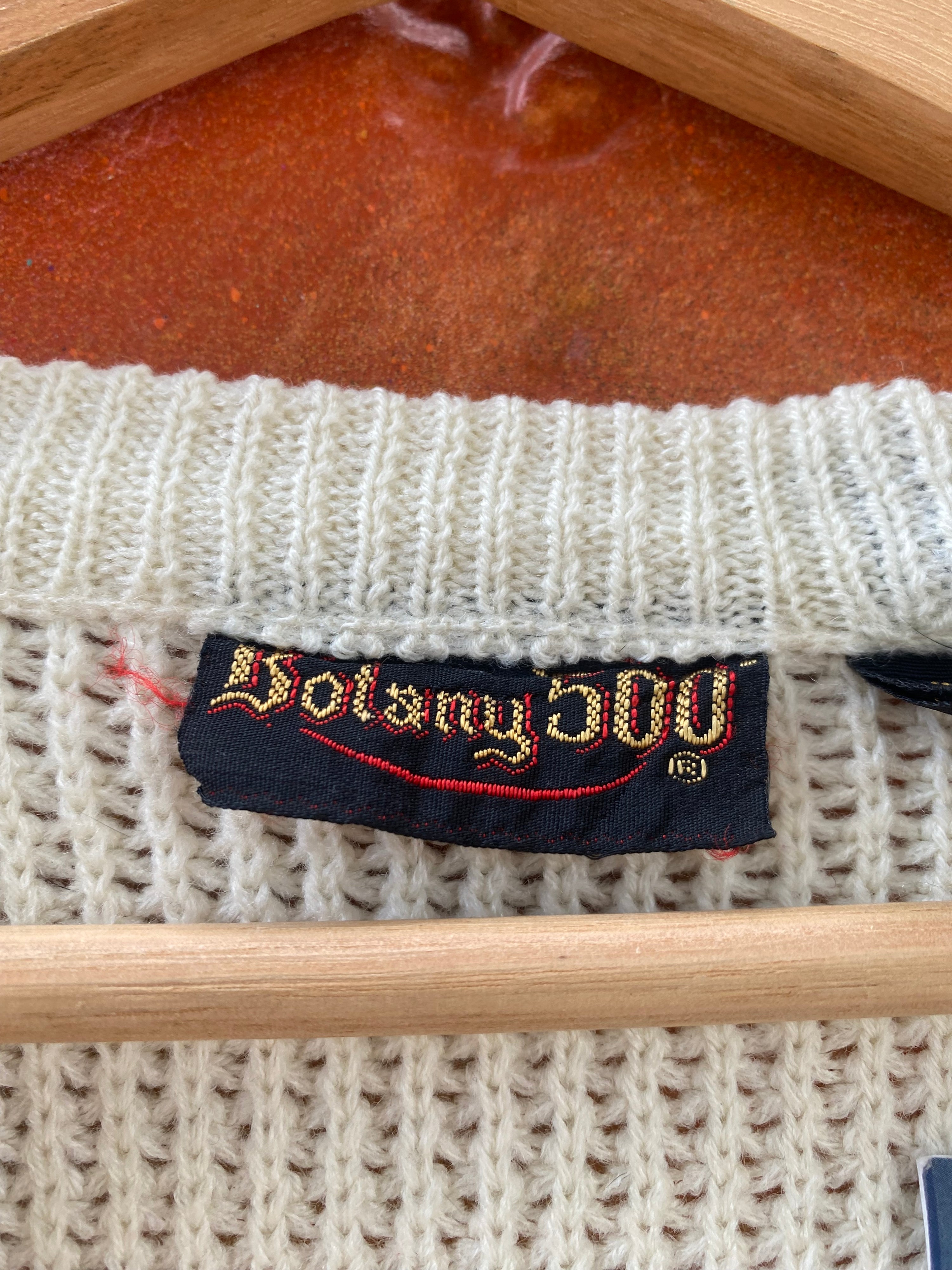 [L] Botany 500 Cream/Orange/Brown Knit Sweater