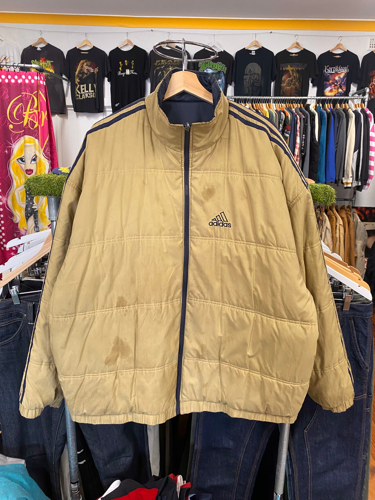 [XL] Y2K Adidas Reversable Blue/Gold Jacket