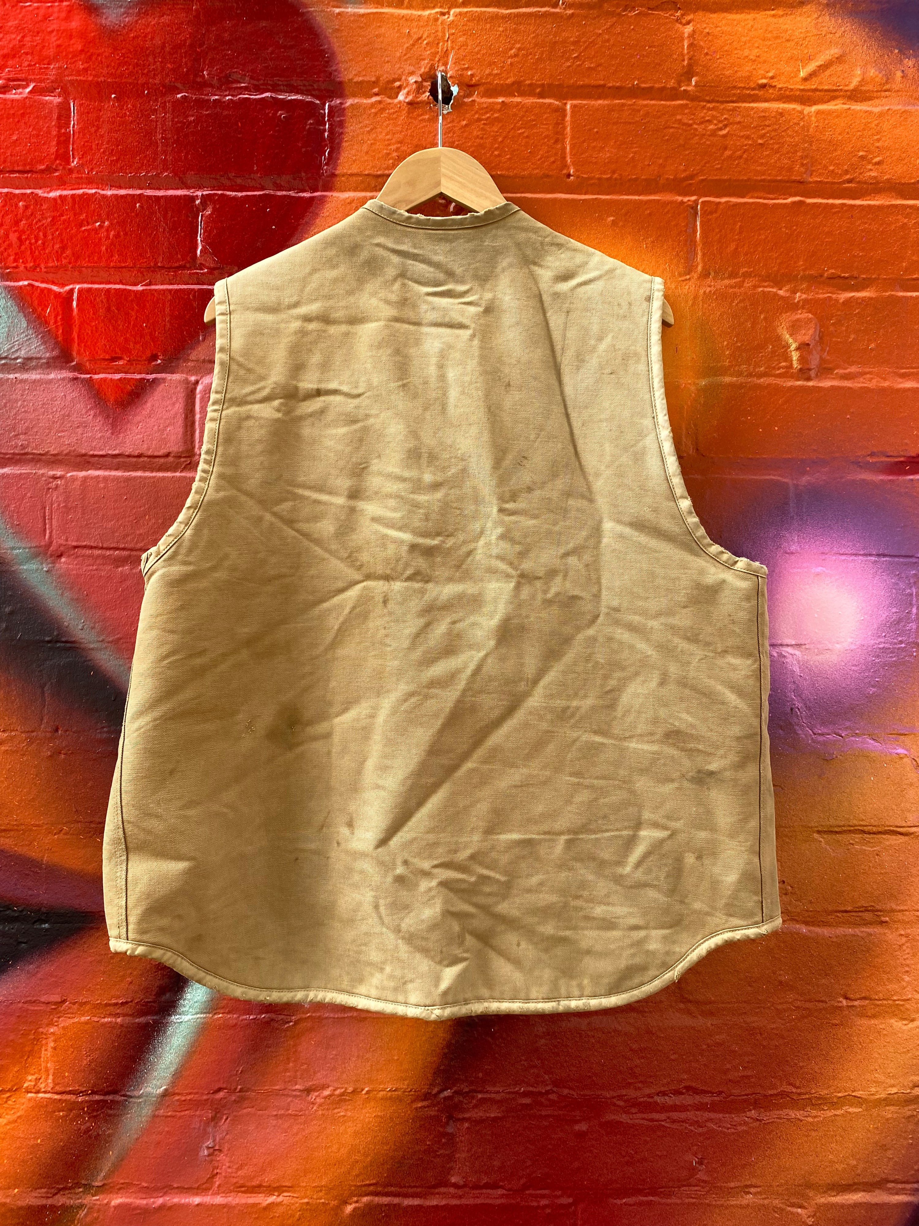 [XLT] Carhartt Tan Fleece-lined Vest Broken Zip