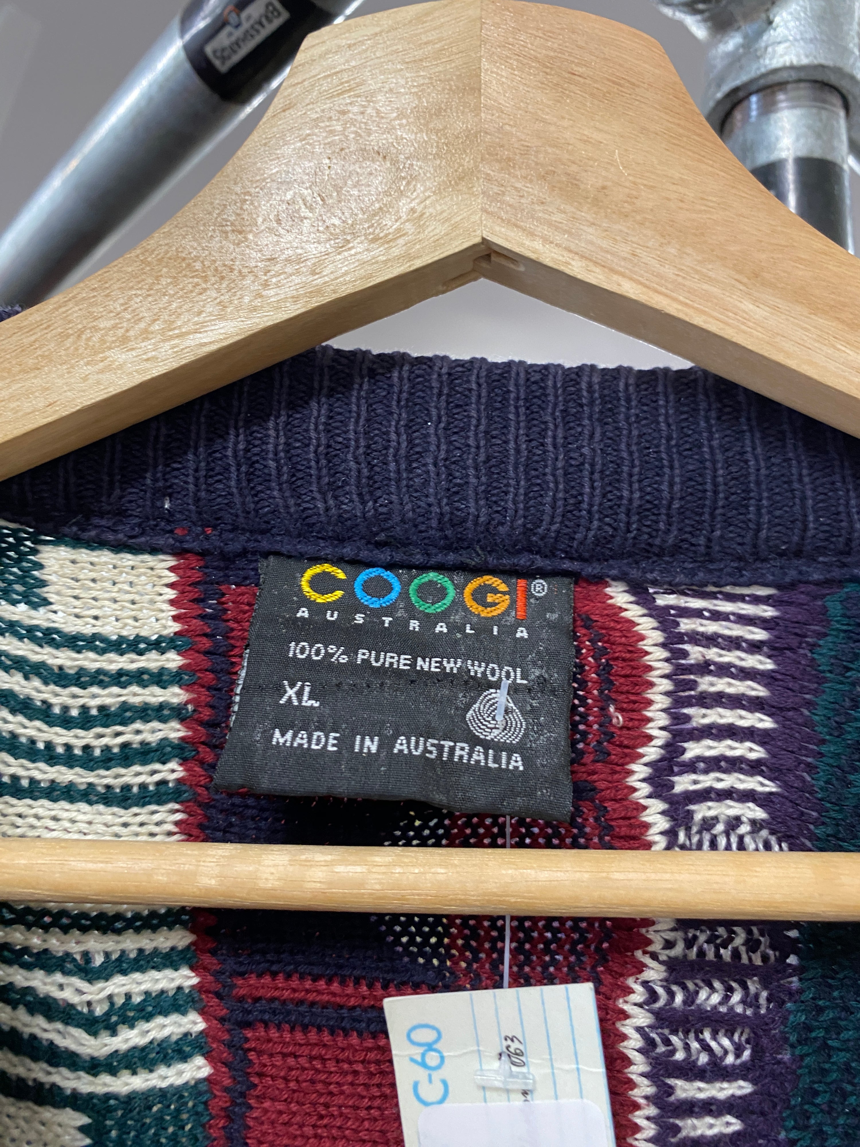 XL - Vintage Coogi Purple/Red Heavy Wool Jumper