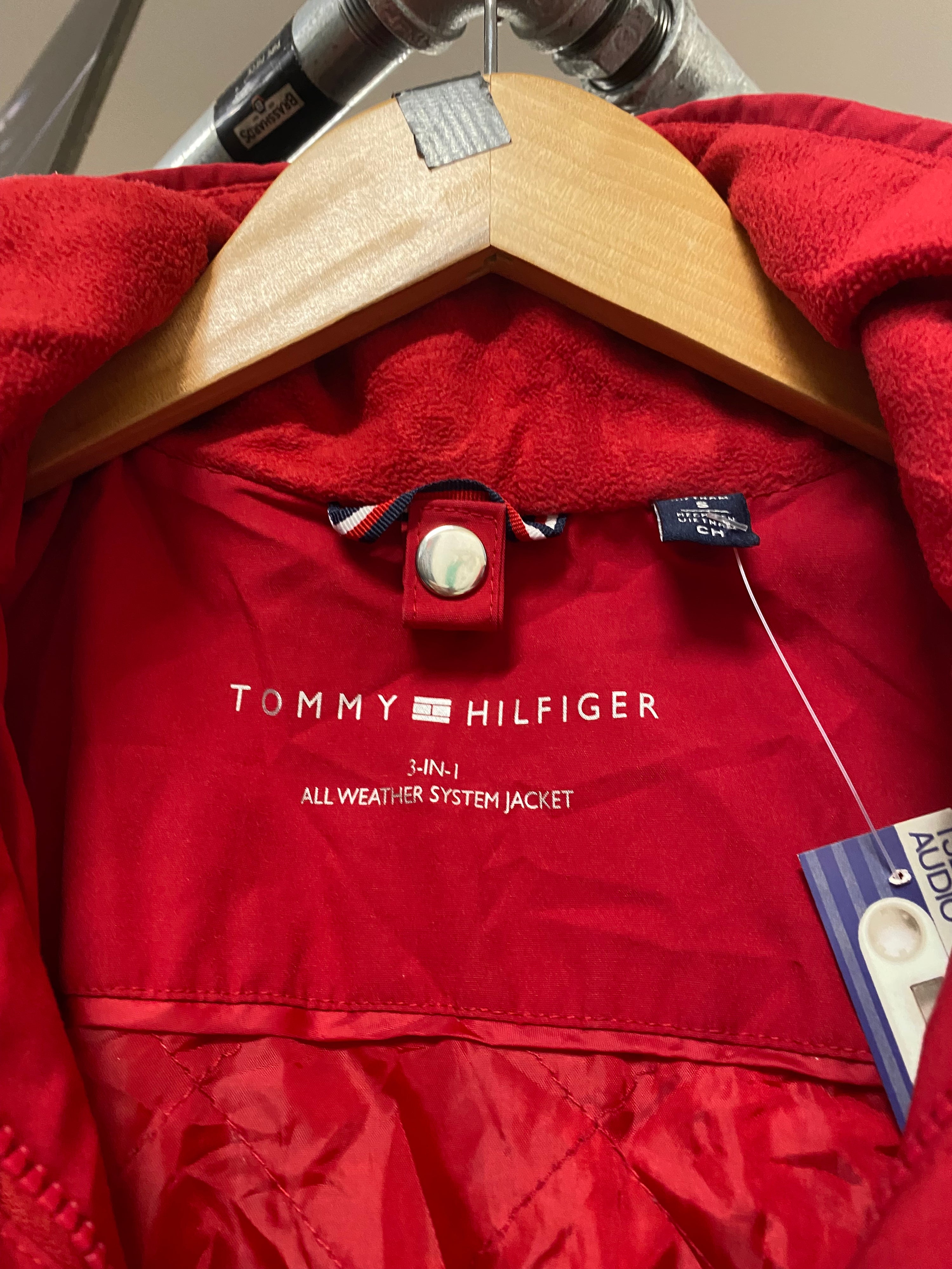 [S] Tommy Hilfiger Red Hooded Rainjacket