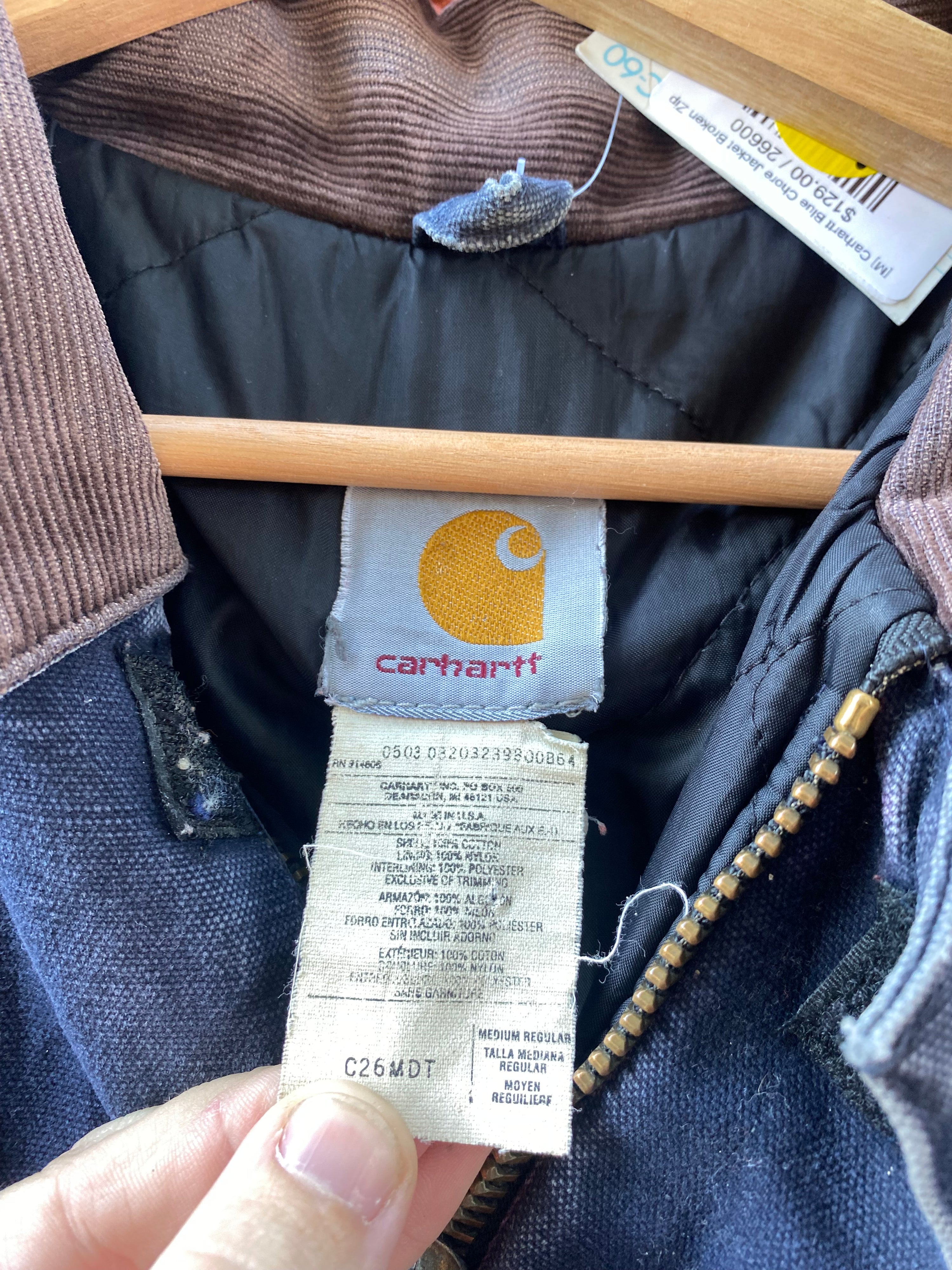 [M] Carhartt Blue Chore Jacket Broken Zip