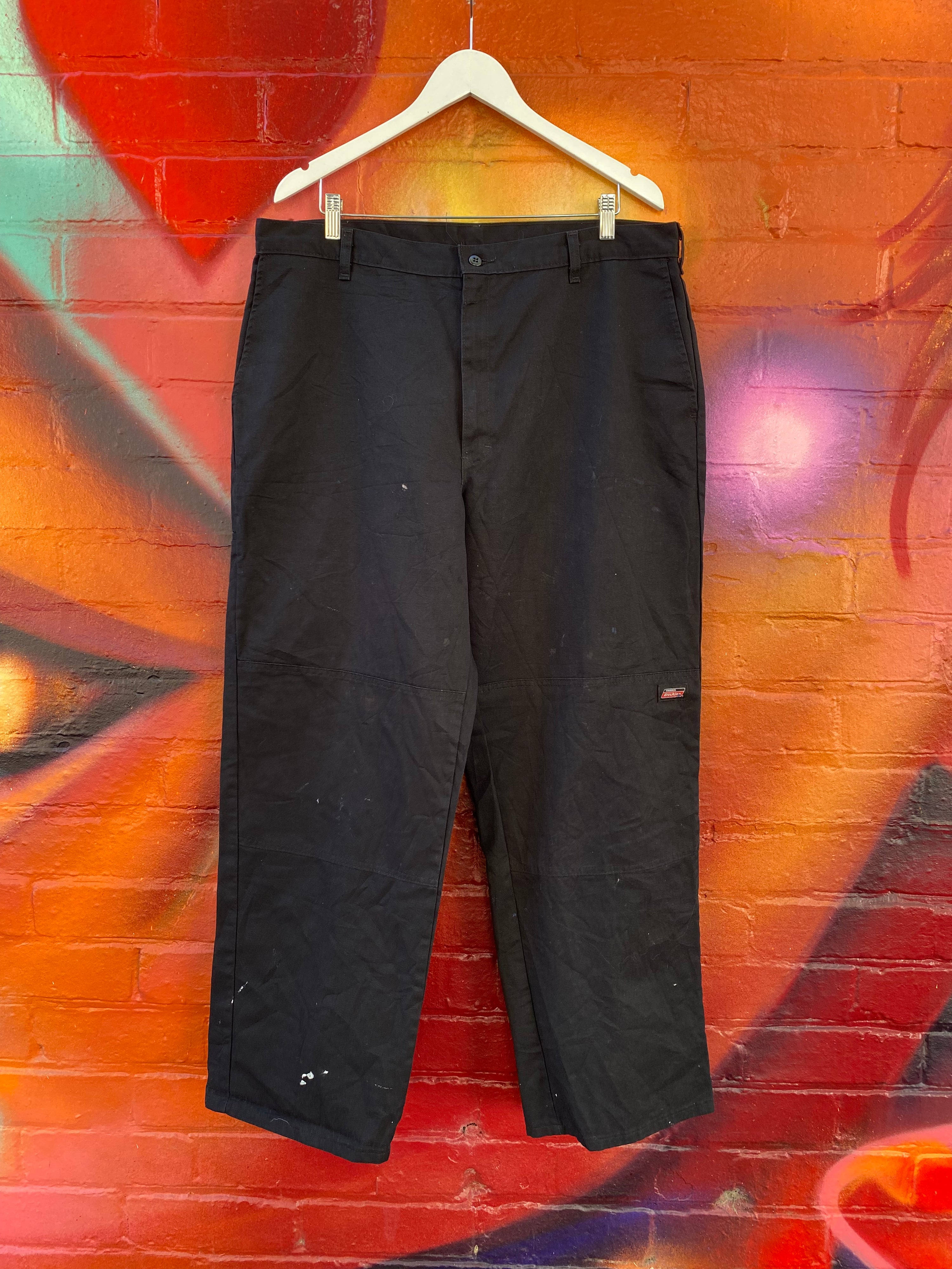 [38] Dickies Black Double Knee Work Pants D130