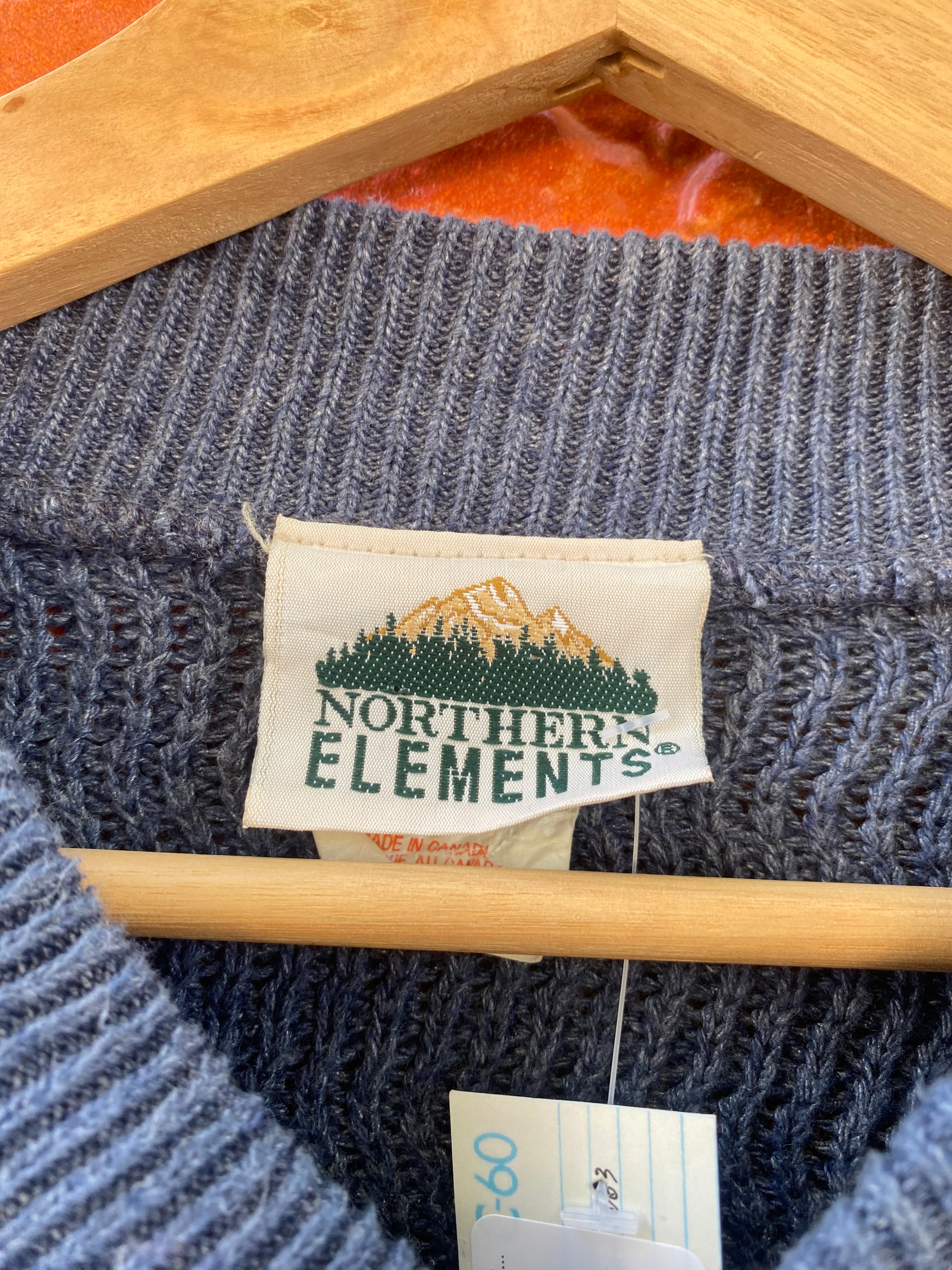 [M] Northern Elements Blue Button-Collar Knit Sweater