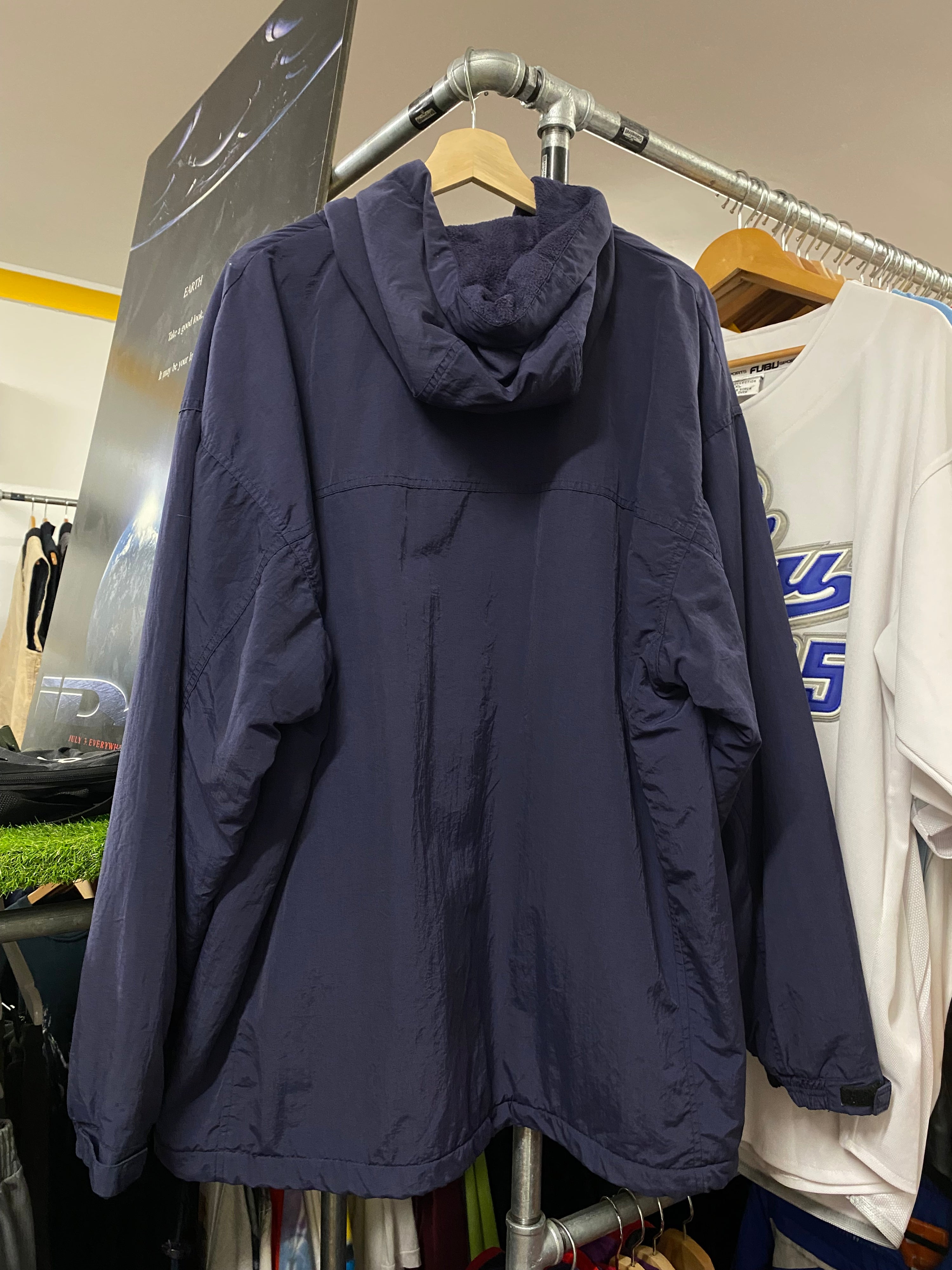 XL - 2000s Reebok Fleece Lined Hooded Blue Jacket