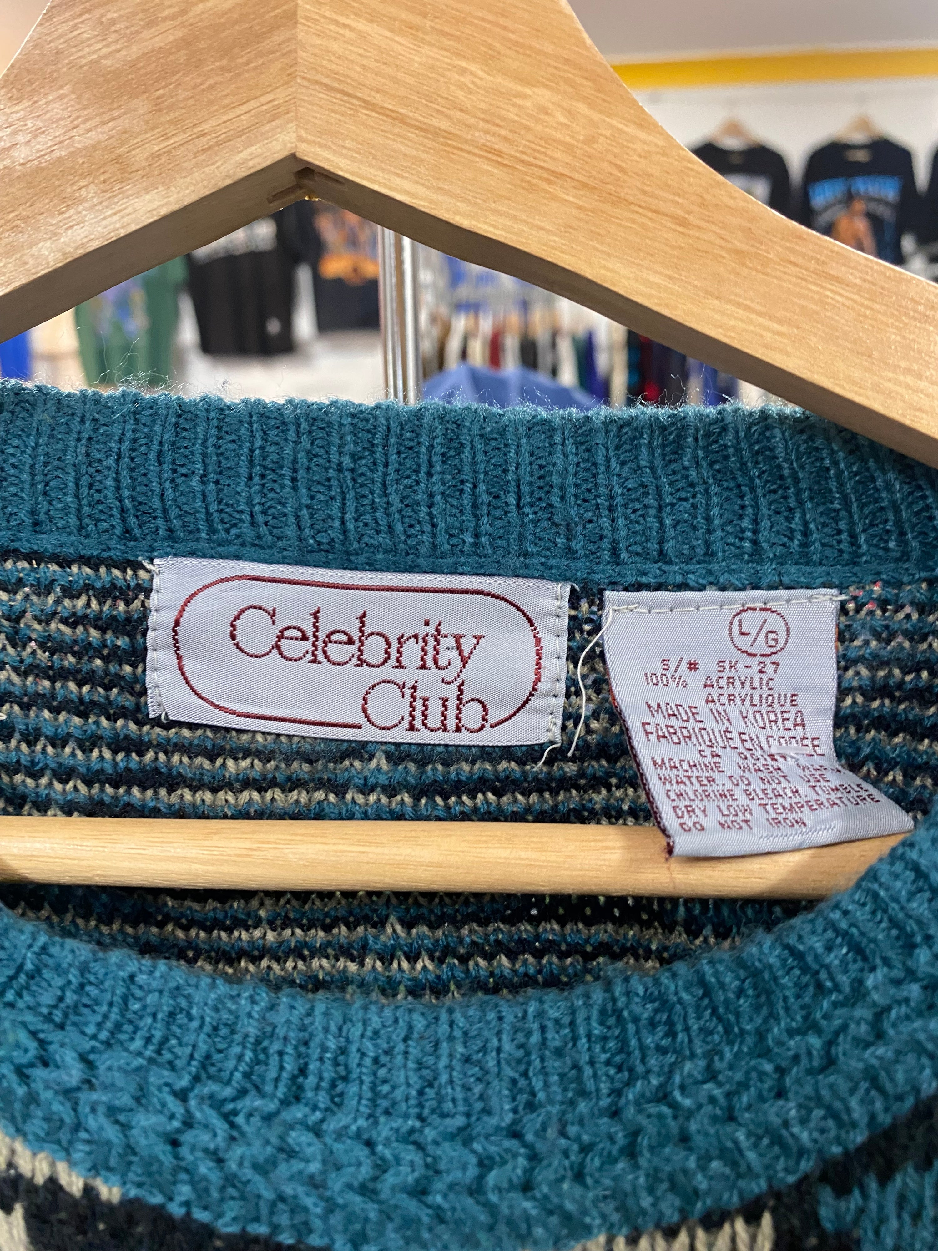 [L] Celebrity Club Teal/Purple Knit Jumper