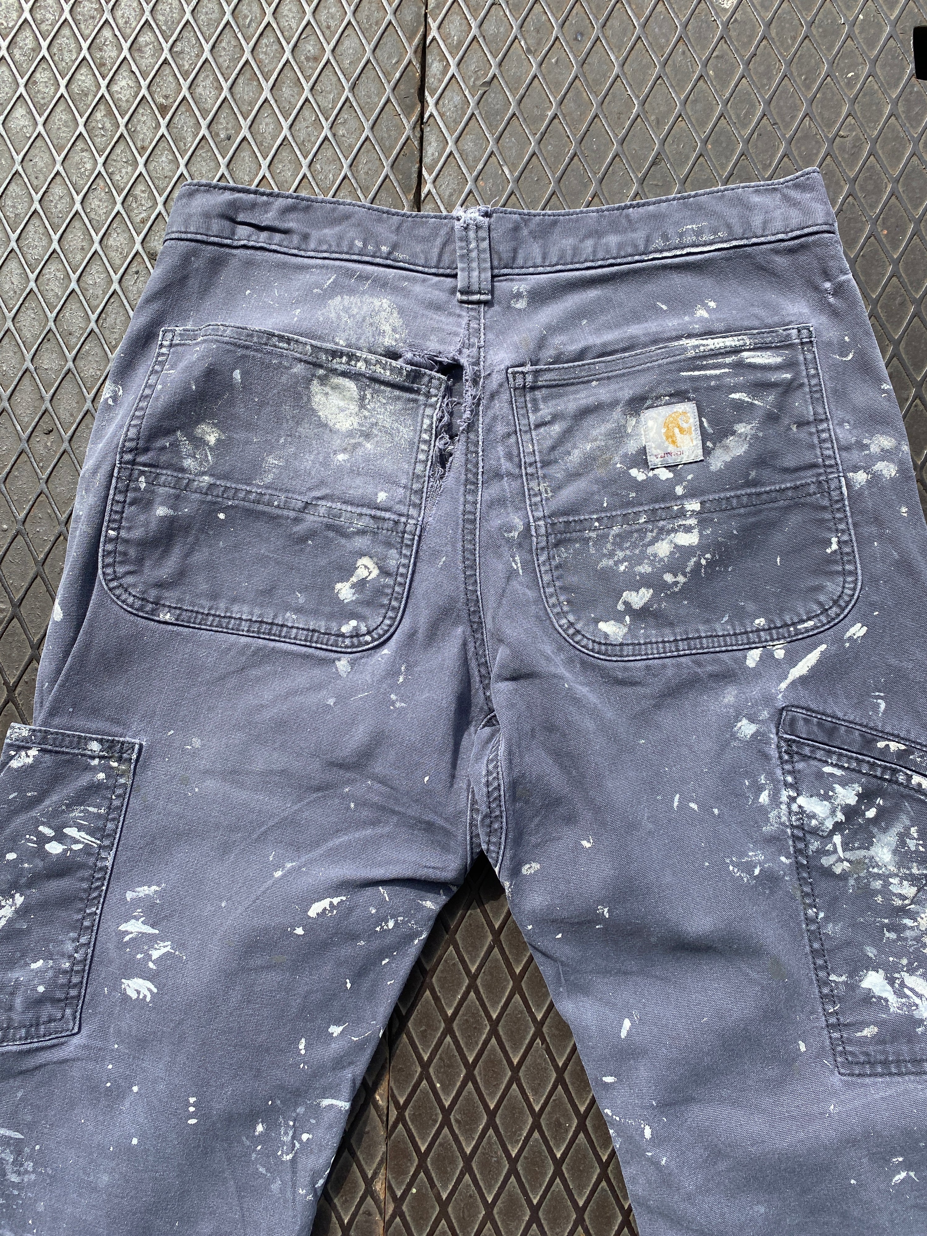 31 - Carhartt Double Knees Grey Heavy Paint Marks