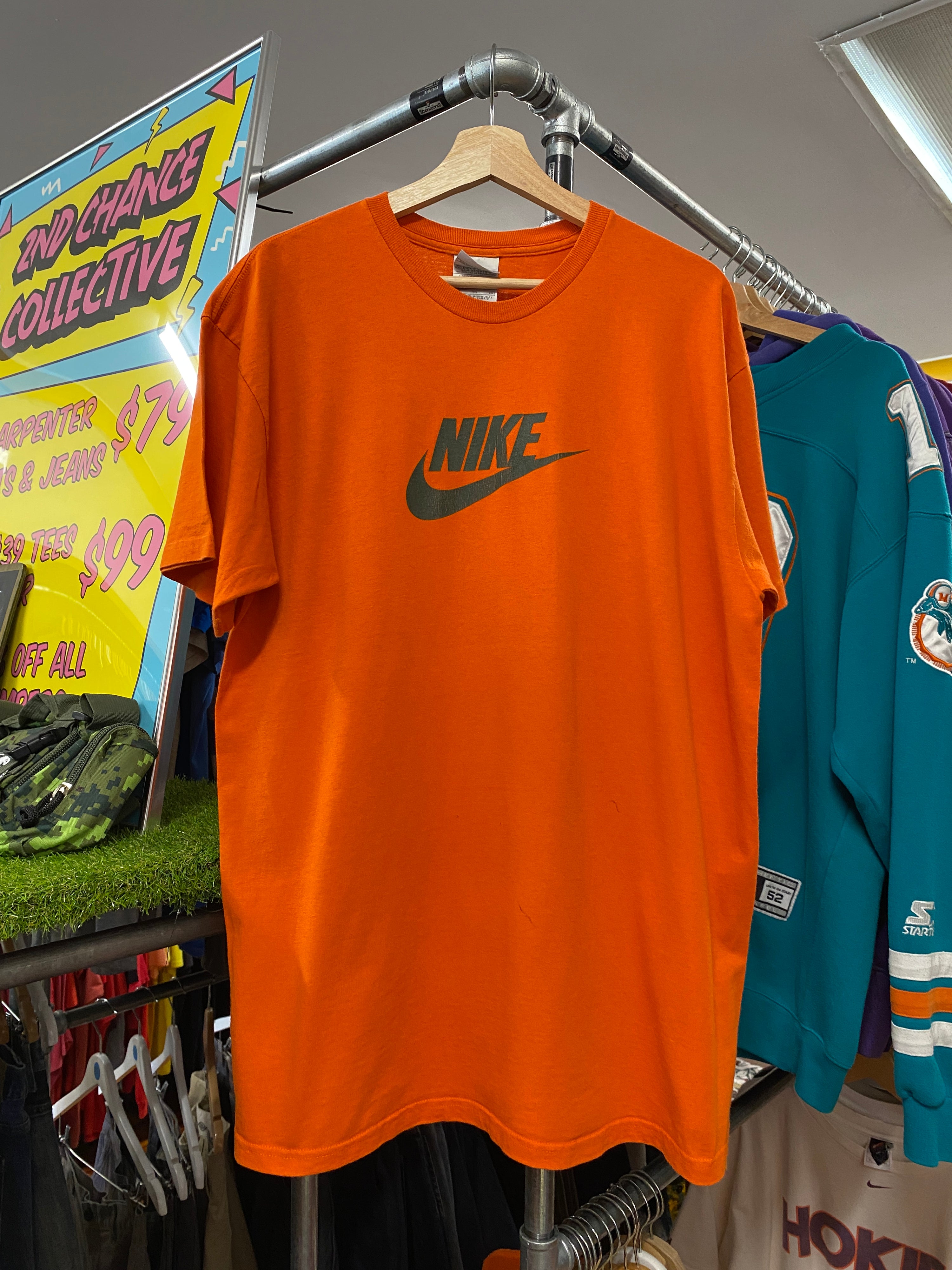 XL - 2000s Nike Spellout Tick Orange Tee