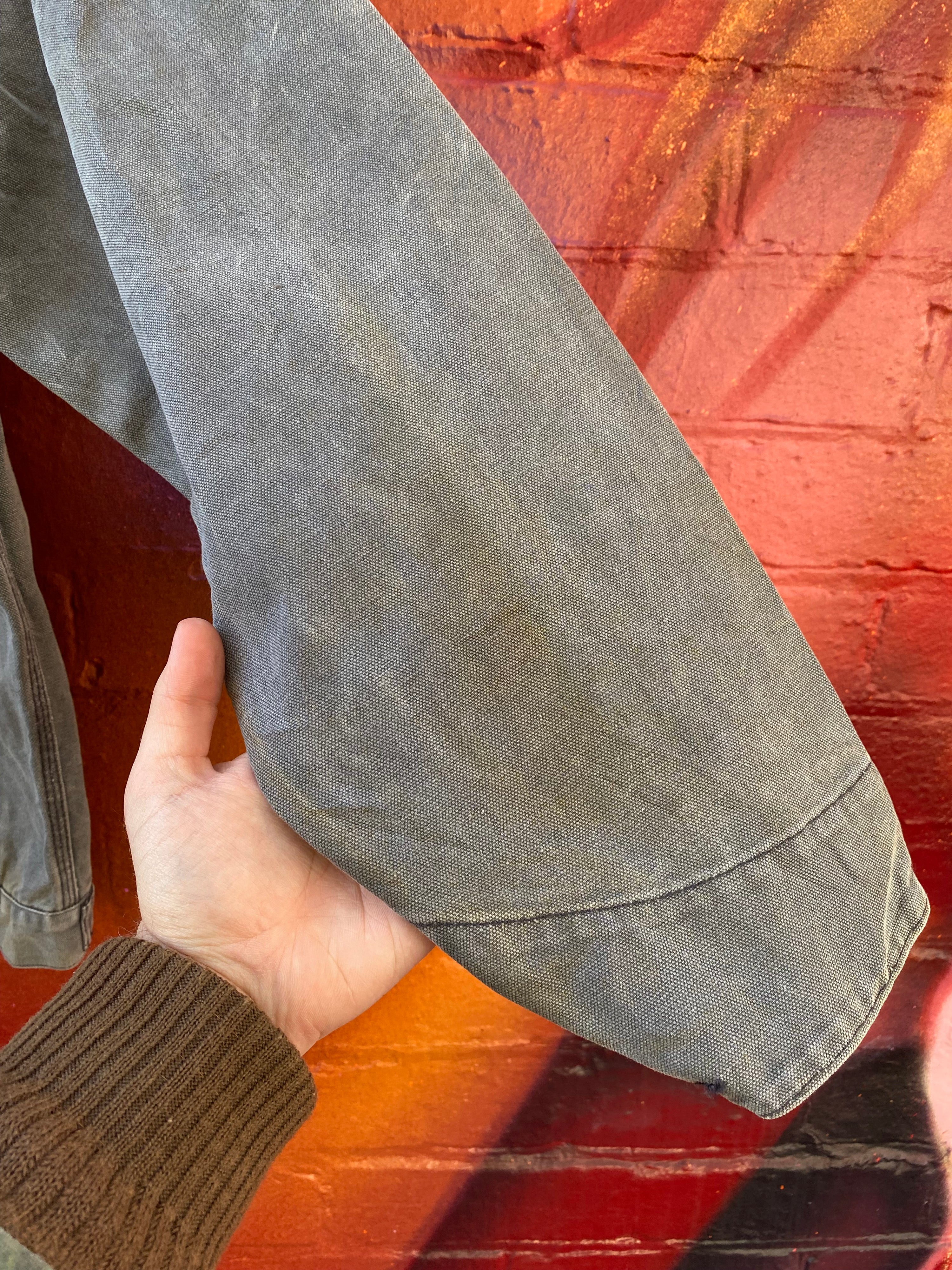 [L] Vintage Carhartt Grey Canvas Chore Coat No Lining