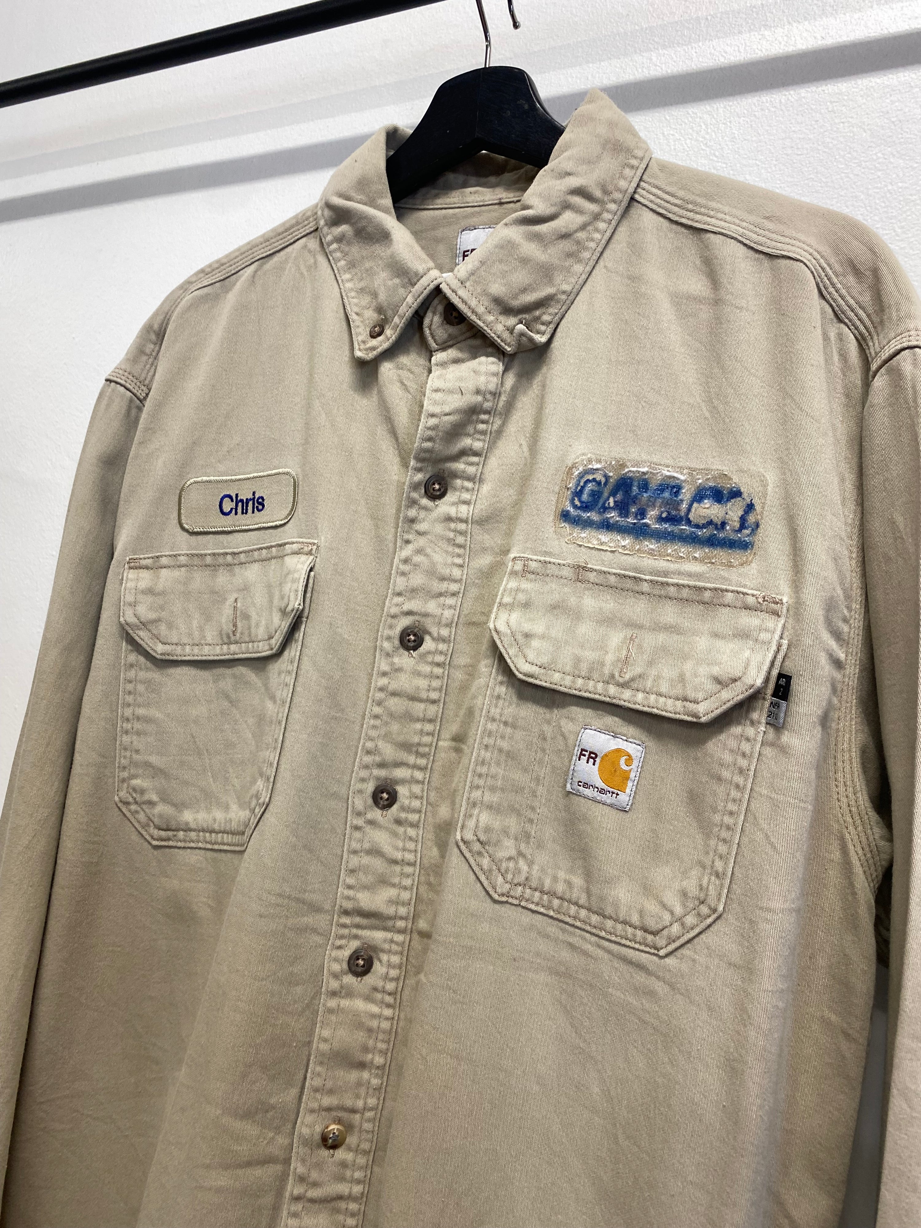 L - Carhartt FR Beige LS Button-up 'Chris'