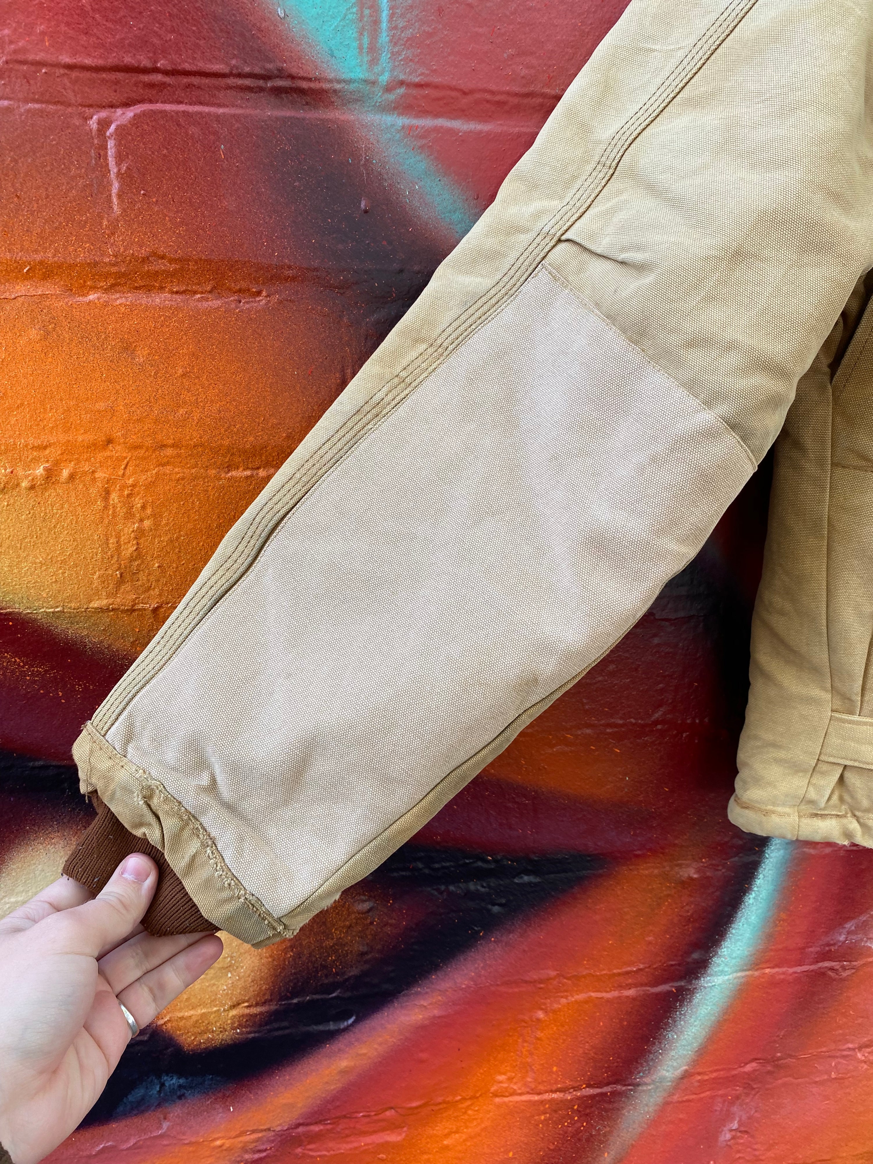[M] Carhartt Tan with Arm Patches Chore Jacket