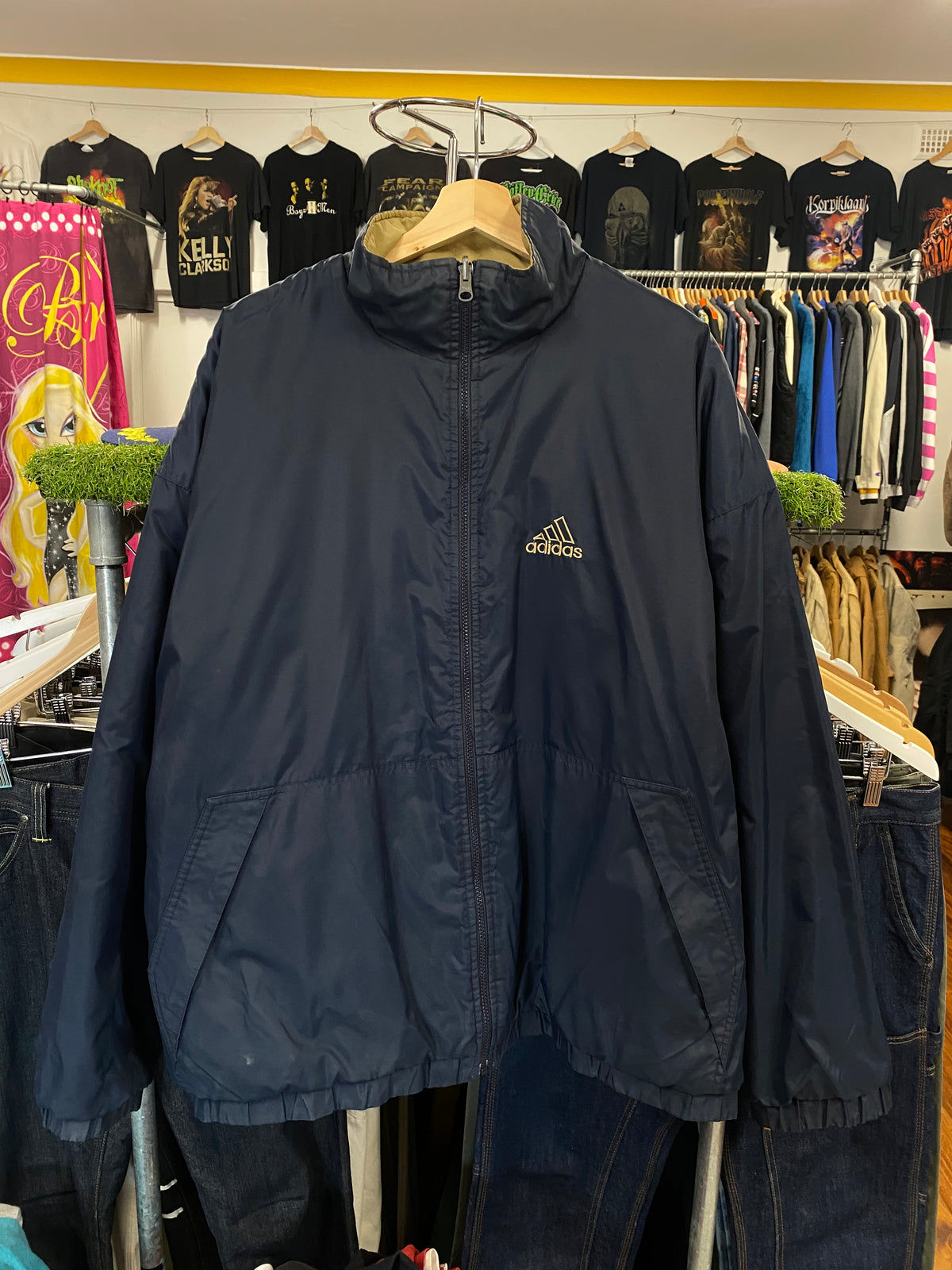 [XL] Y2K Adidas Reversable Blue/Gold Jacket