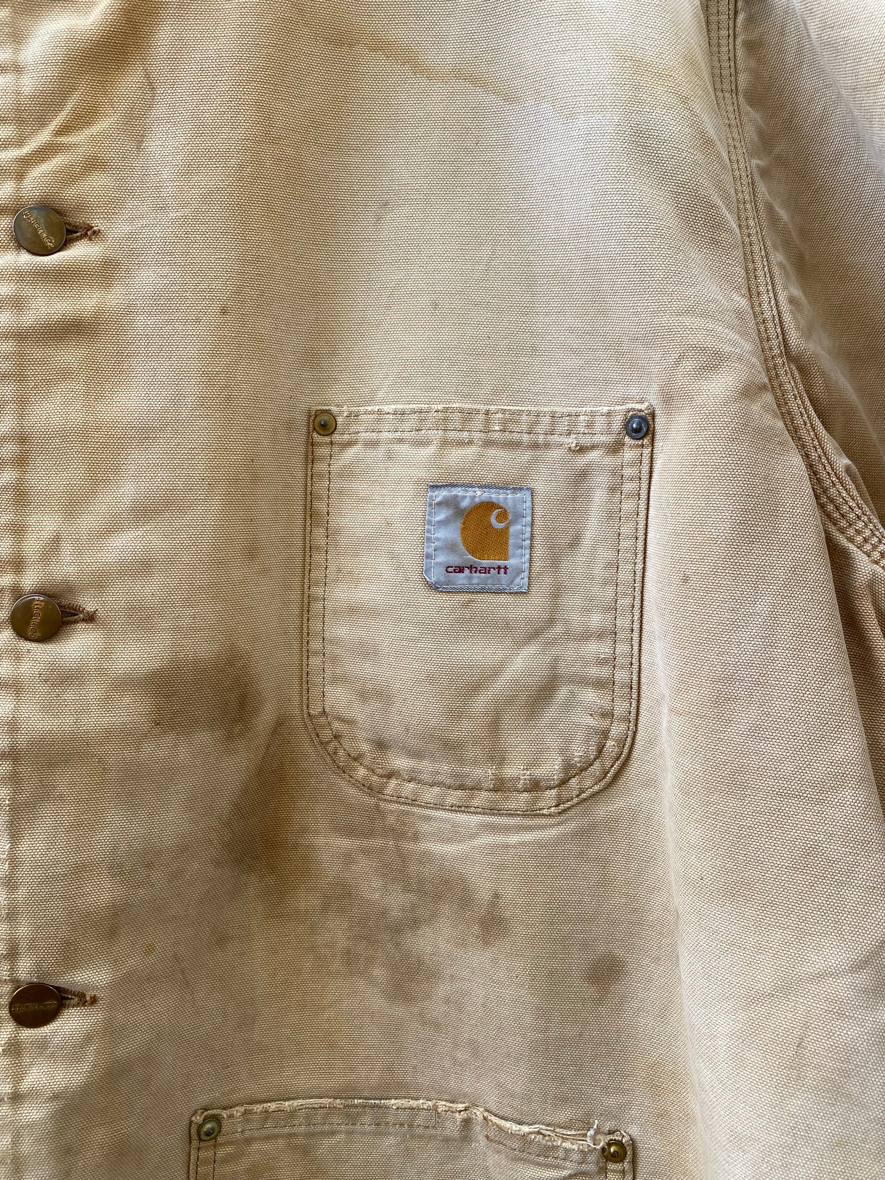 [XL] Carhartt Tan Chore Jacket Heavy Marks