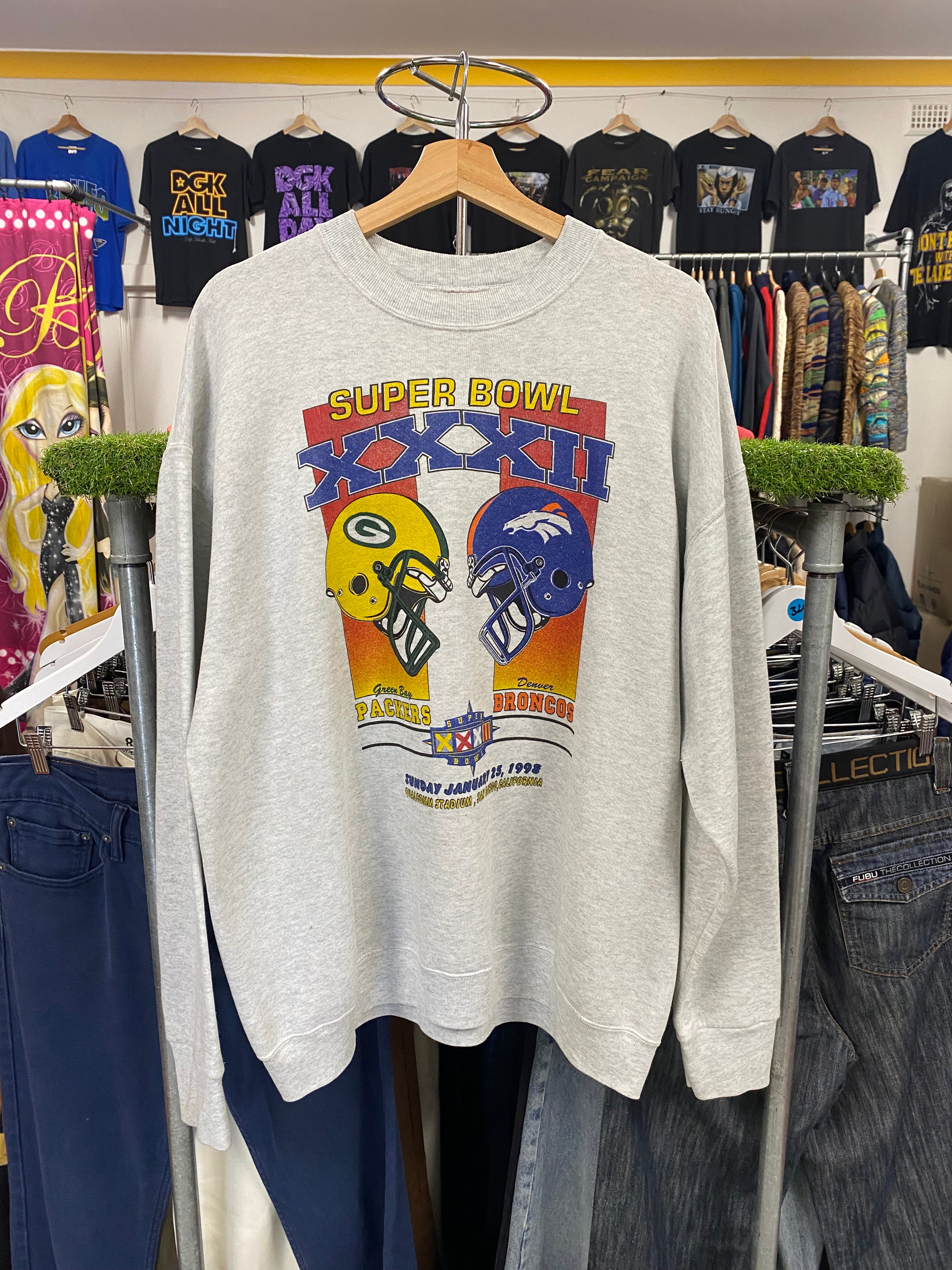 [XL] 1998 Superbowl XXXII Packers vs Broncos Grey Jumper