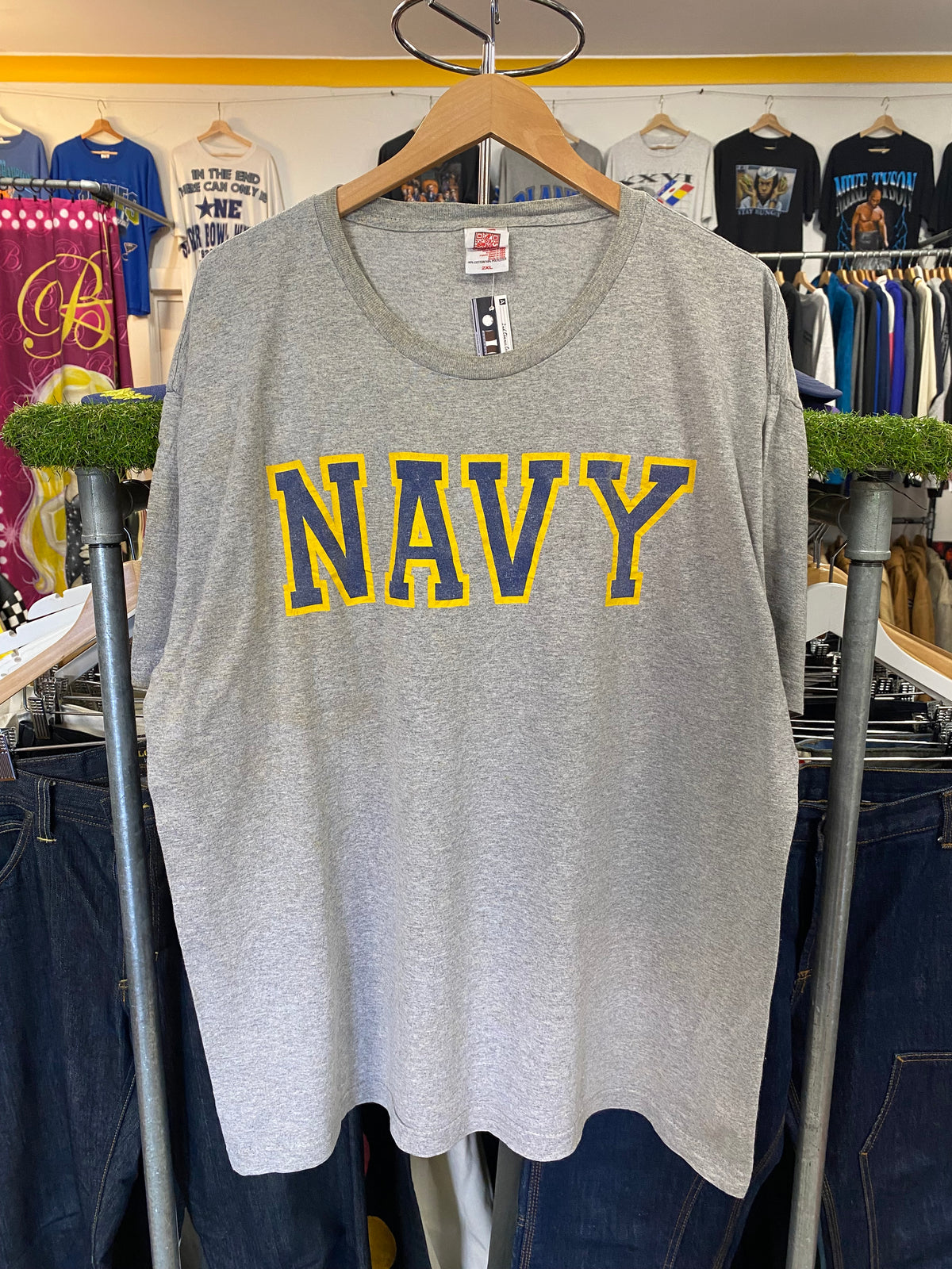 2XL - NAVY Bayside Grey Tee