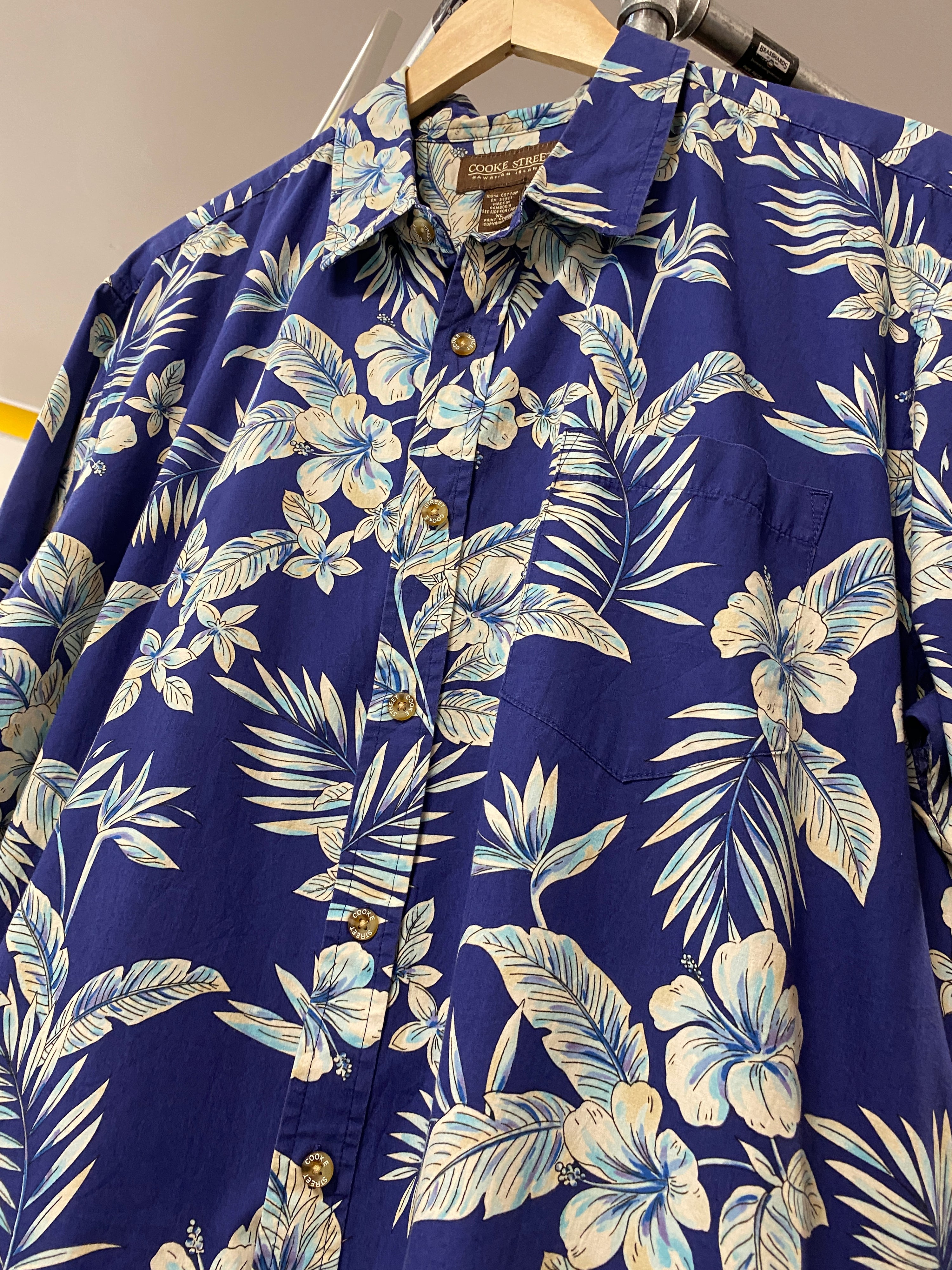 XL - Cooke Street Blue Hawaiian Button-up