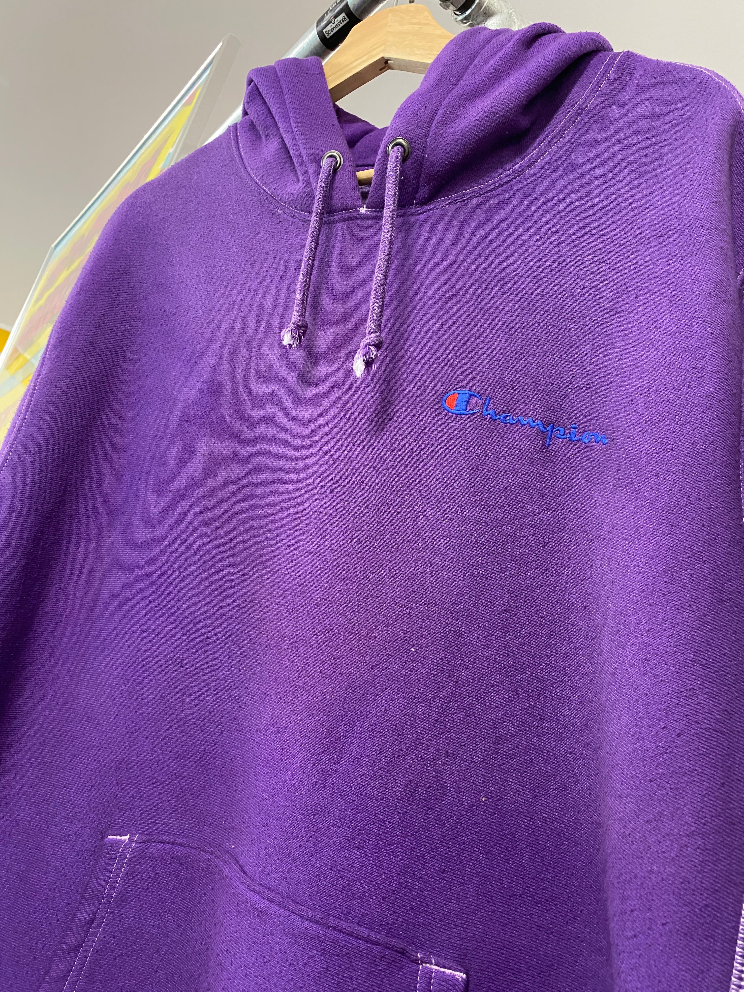 XL - Champion Purple Sliced Sleeve Hoodie