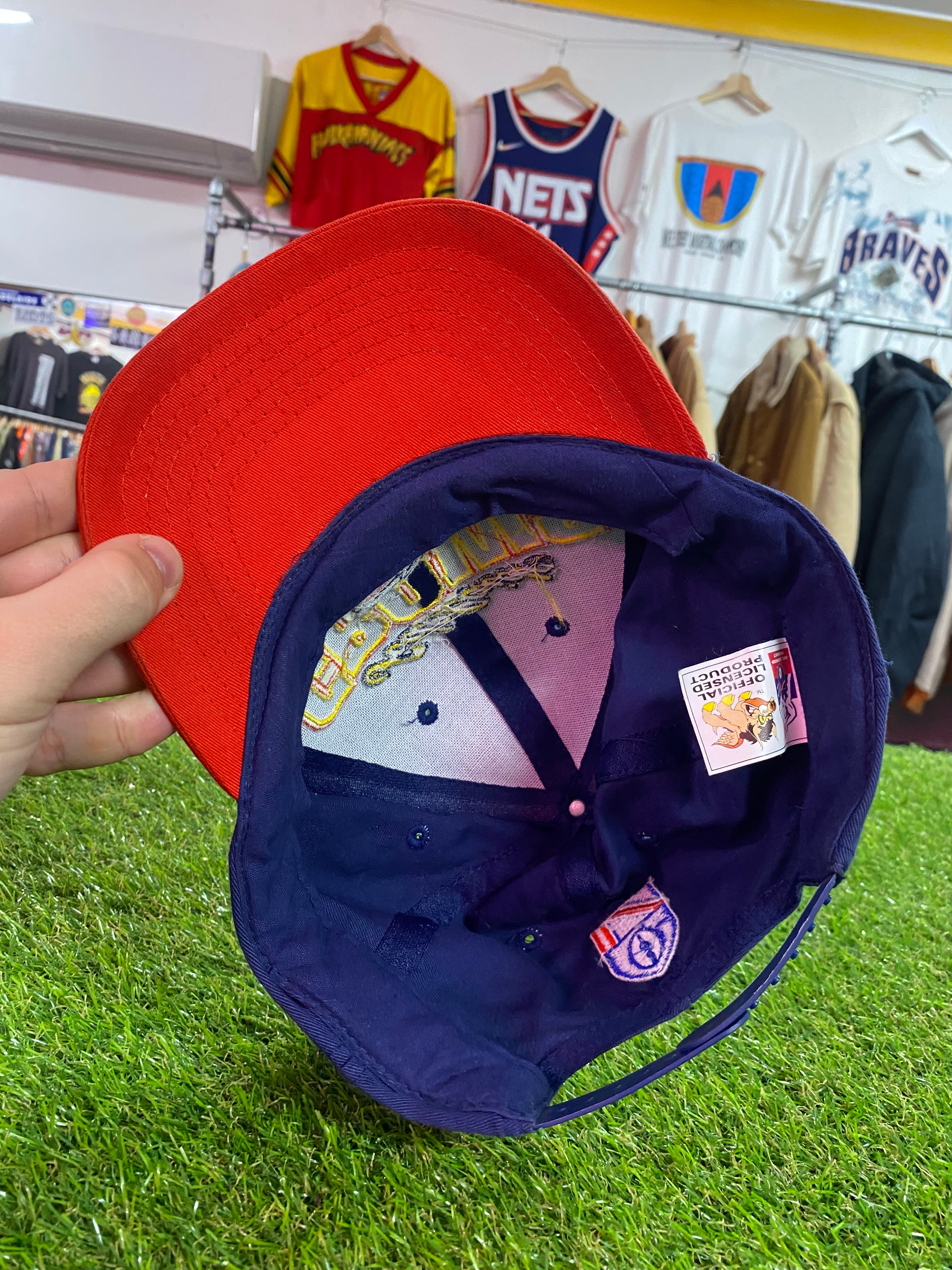 Vintage Adelaide Crows Red Brim Cap Warthog Creature Tag