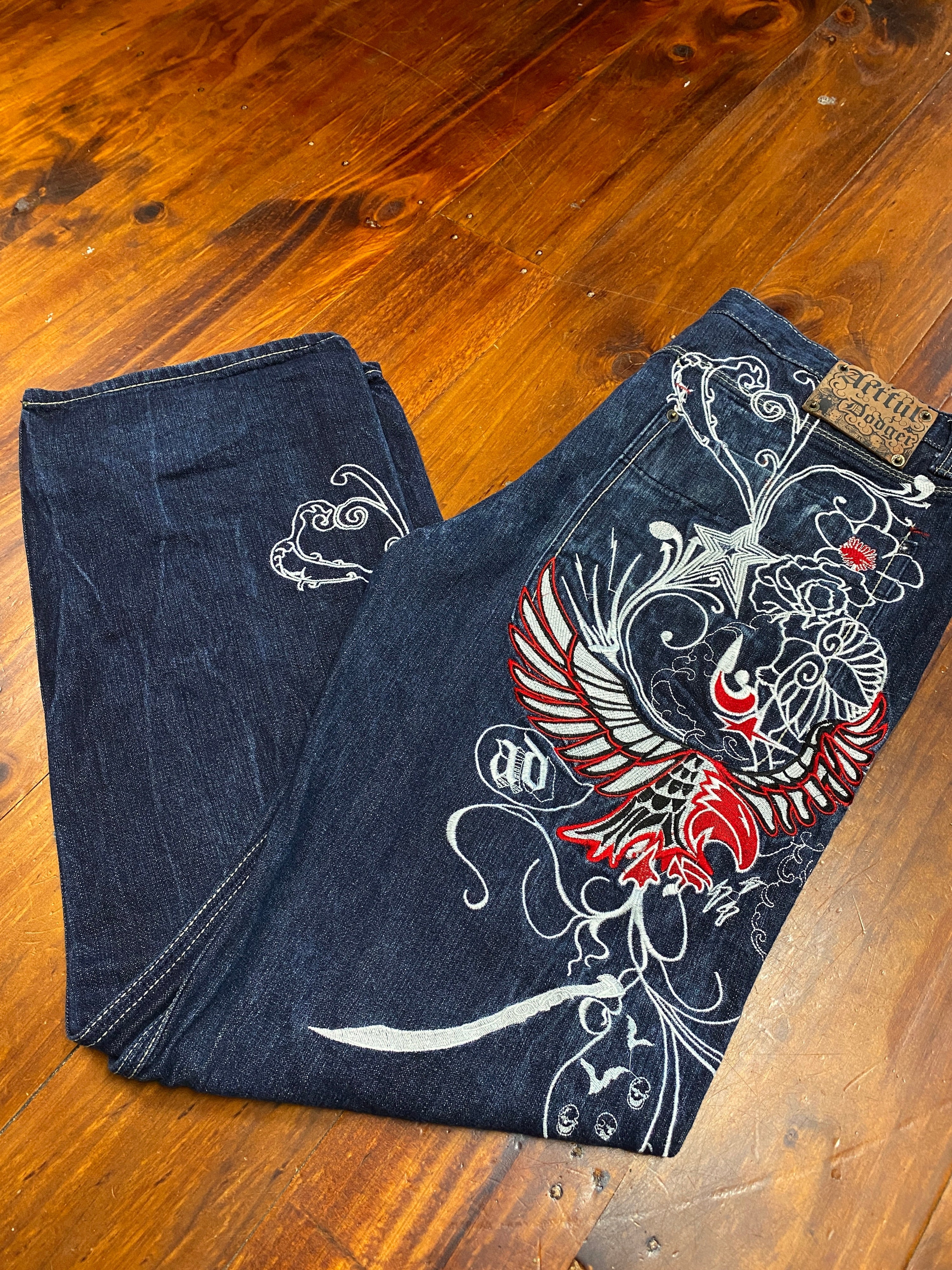 40 - Artful Dodger 2000s Heavily Embroidered Jeans