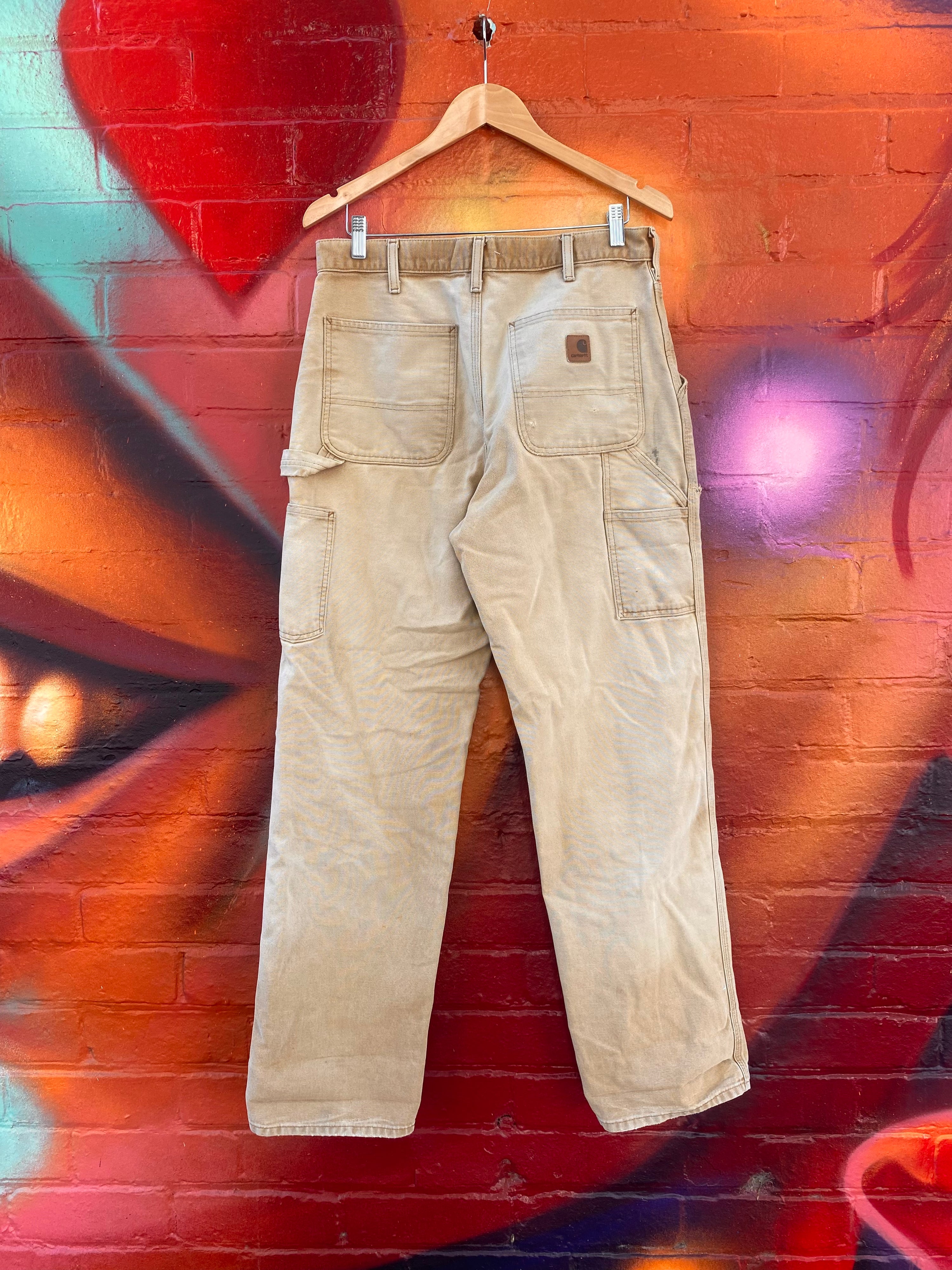 [32] Carhartt B11-BRN Brown Faded Carpenter Pants 32x34