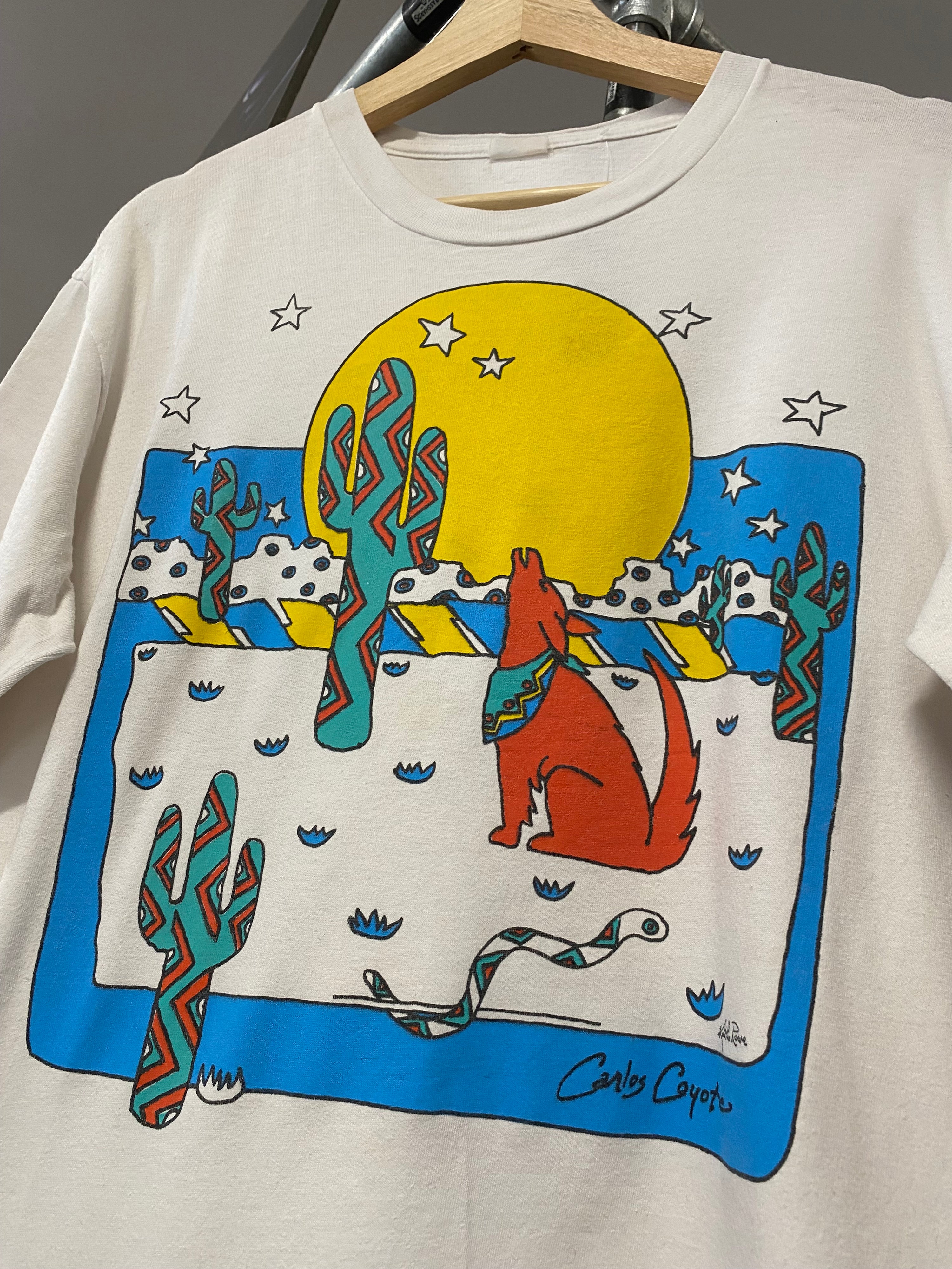 [L] Vintage Carlos Coyote Howling White Tee