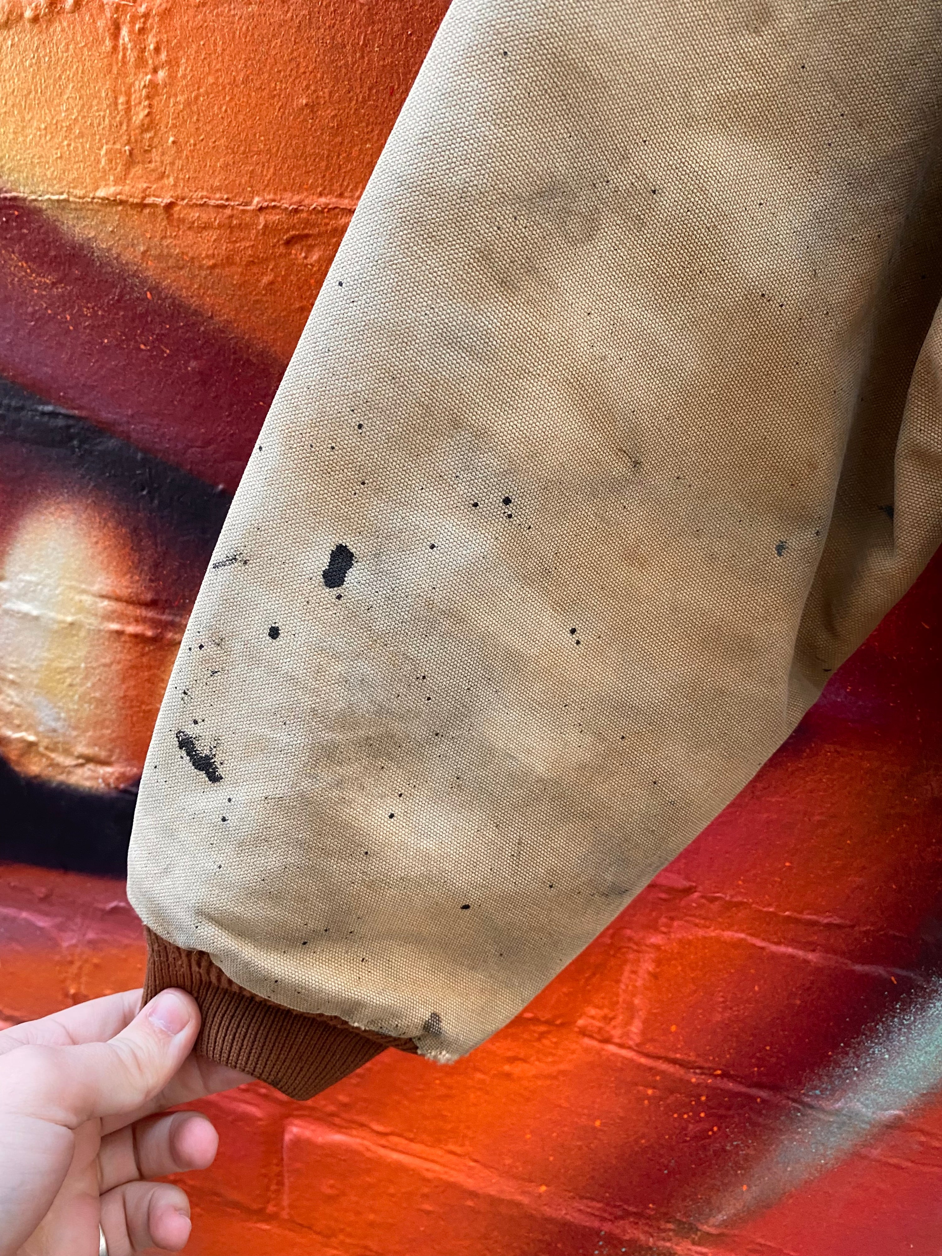 [XL] Carhartt Tan Santa Fe Jacket with Paint Splatters