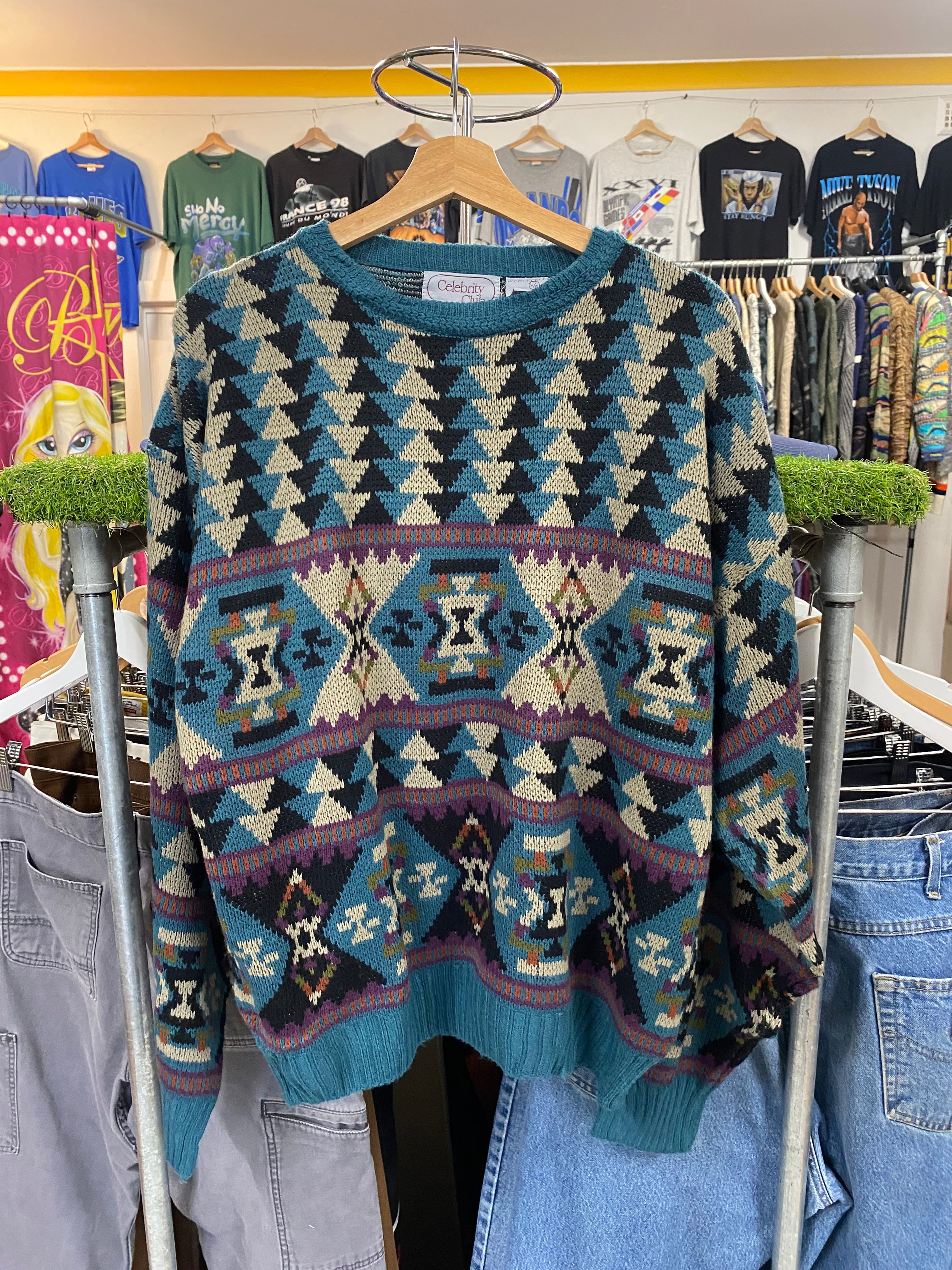 [L] Celebrity Club Teal/Purple Knit Jumper