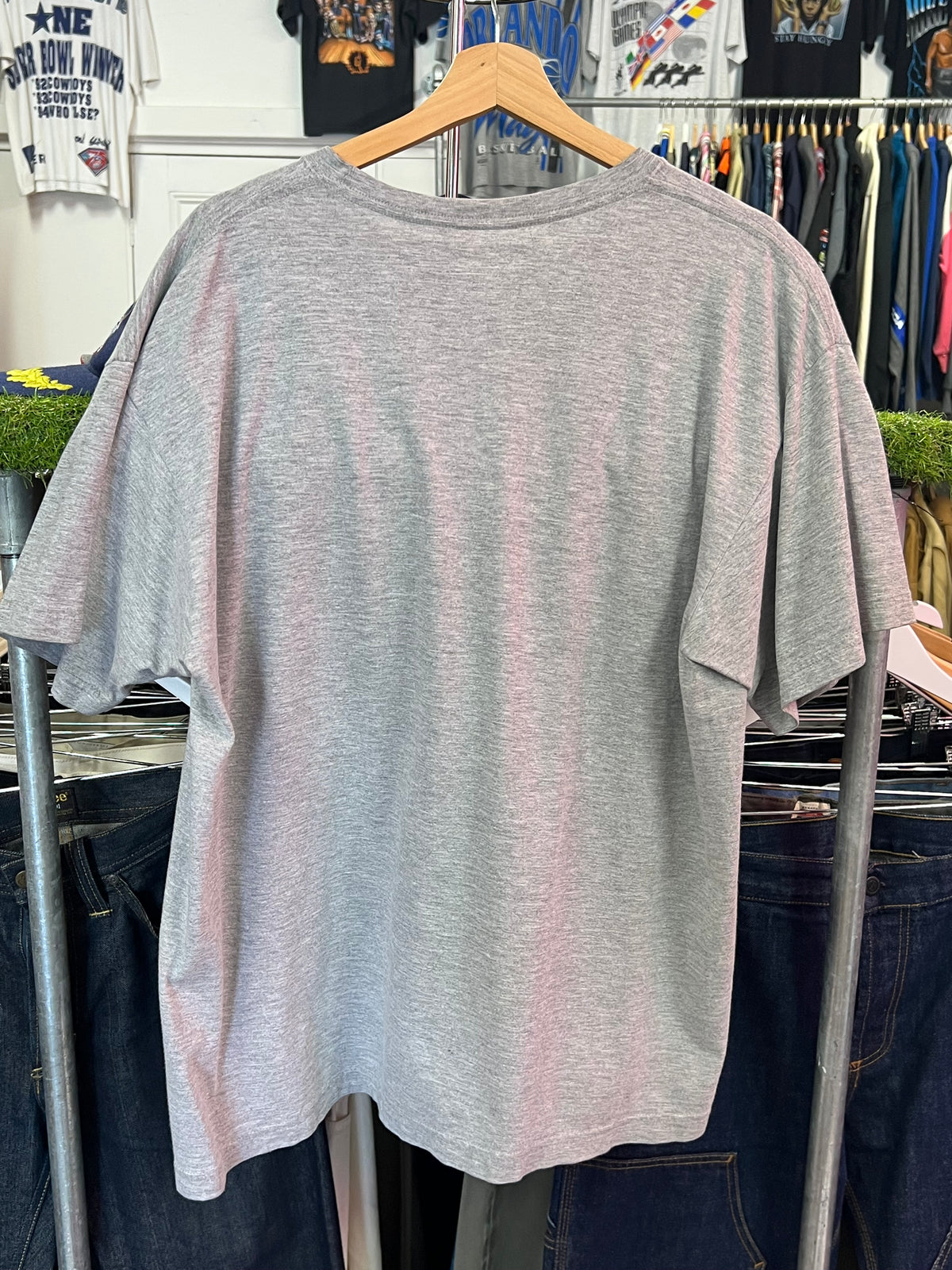 L - Vintage Nike Grey Tee Negative Gold Spellout Tshirt