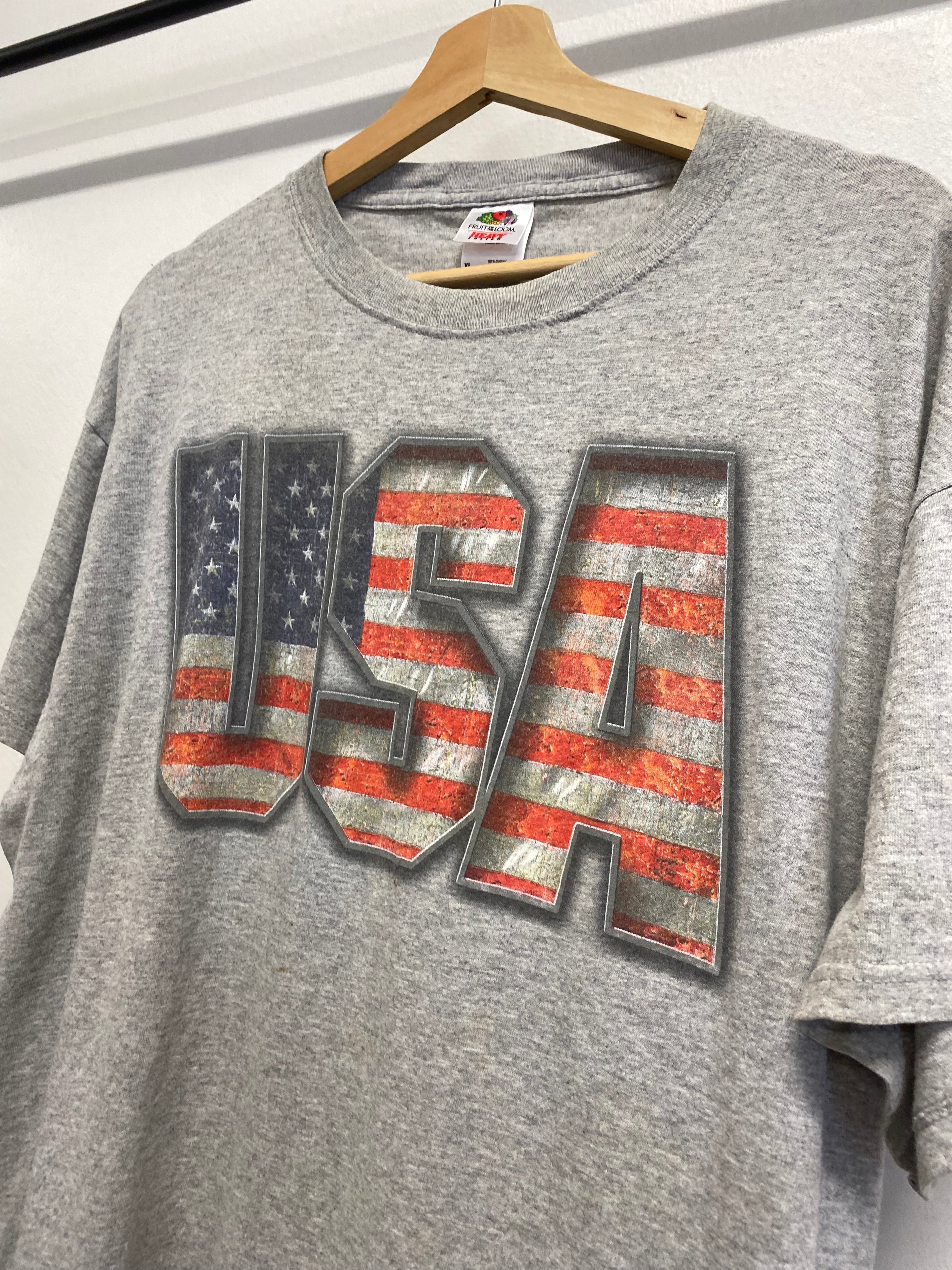 XL - USA Metallic Flag Spellout