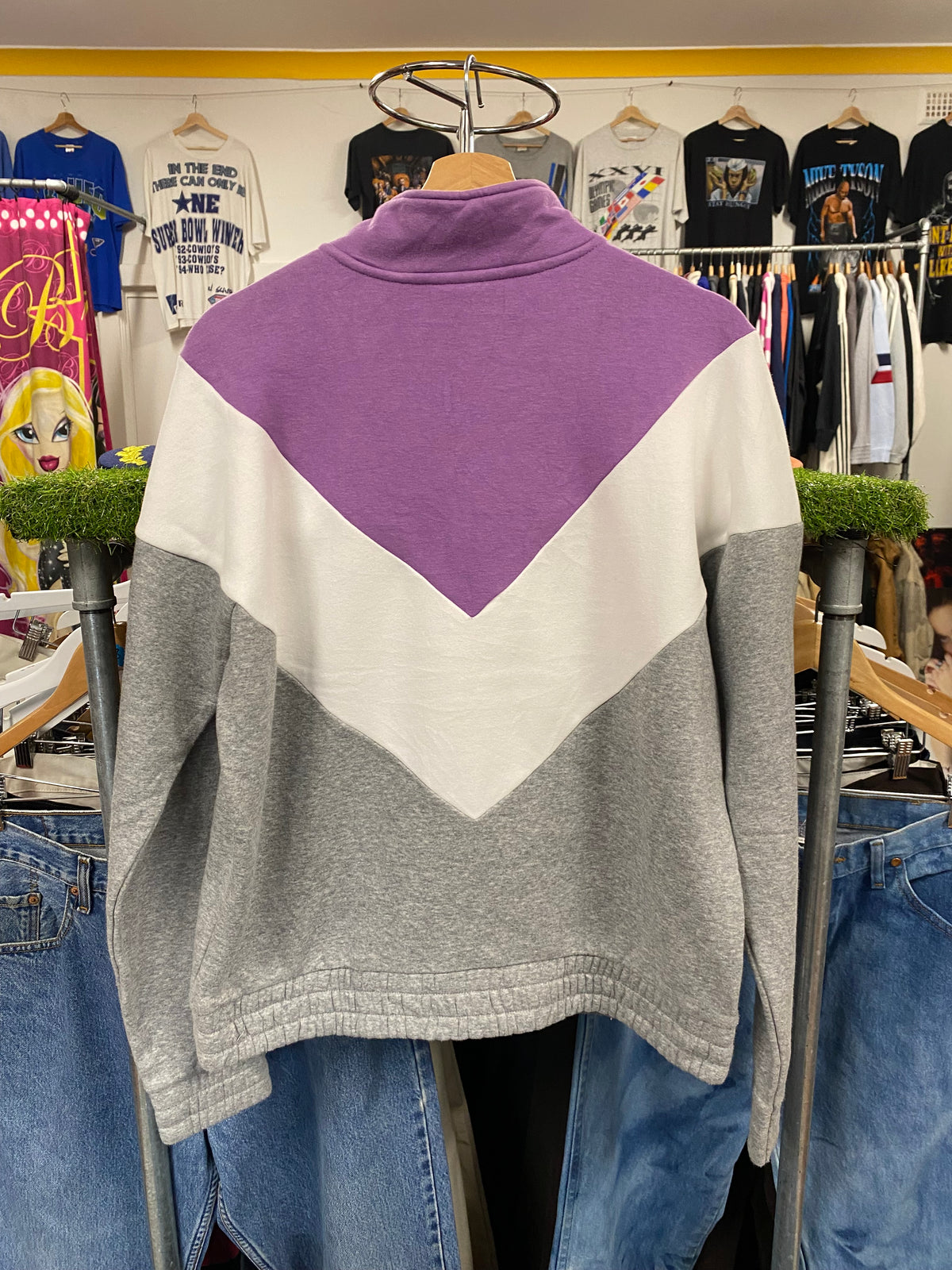 [L] FILA Purple/Grey Chevron 1/4 Zip Jumper