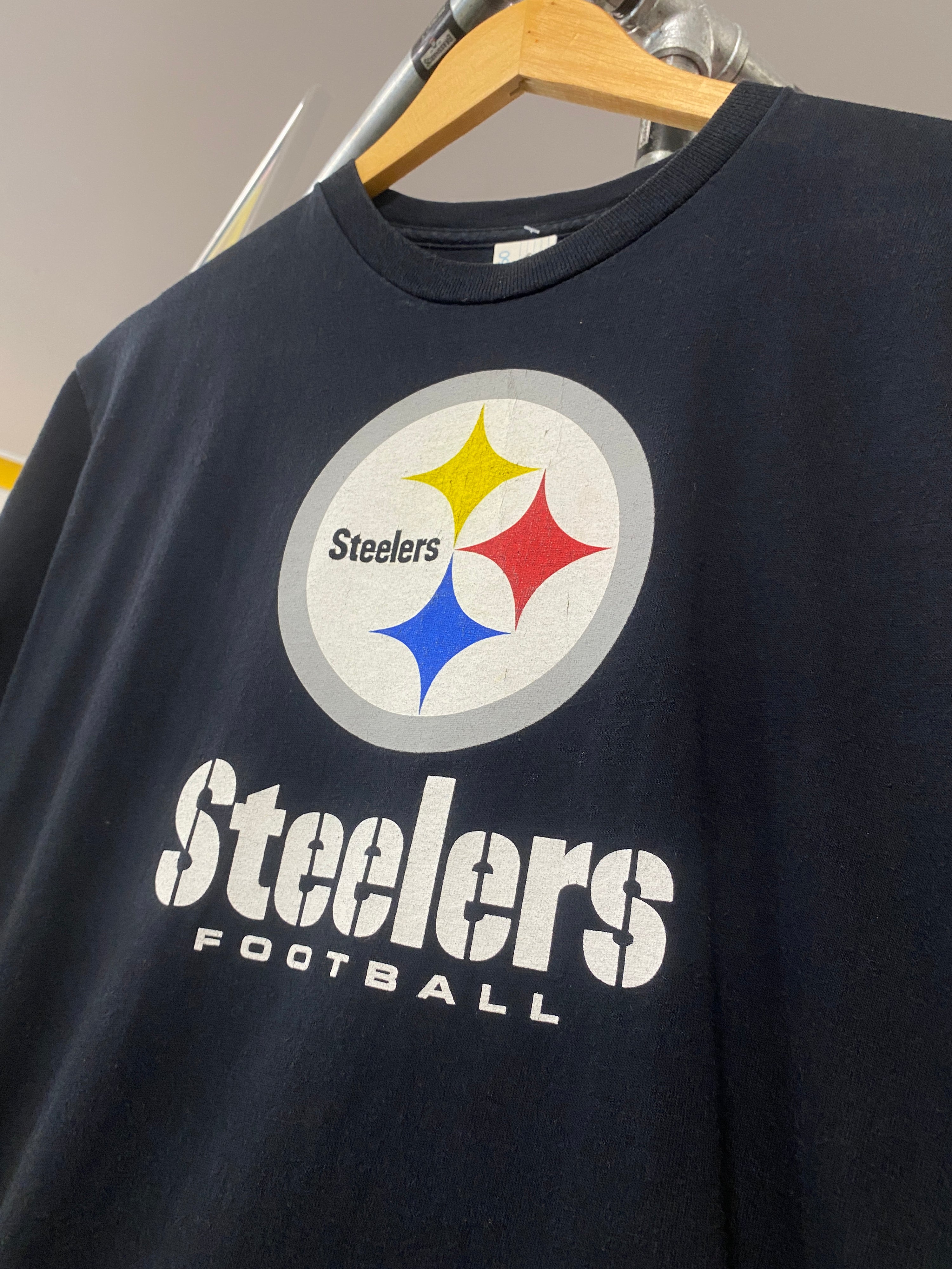 M - Majestic Steelers Football Logo Black Tee