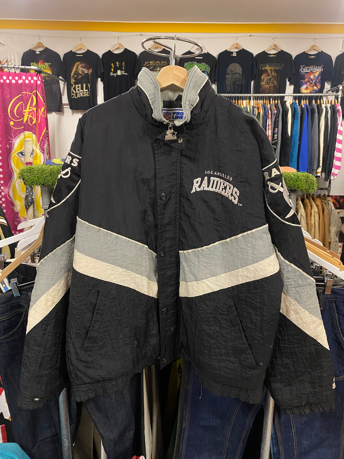 [L] 1990s Los Angeles Raiders Starter Puffer Jacket