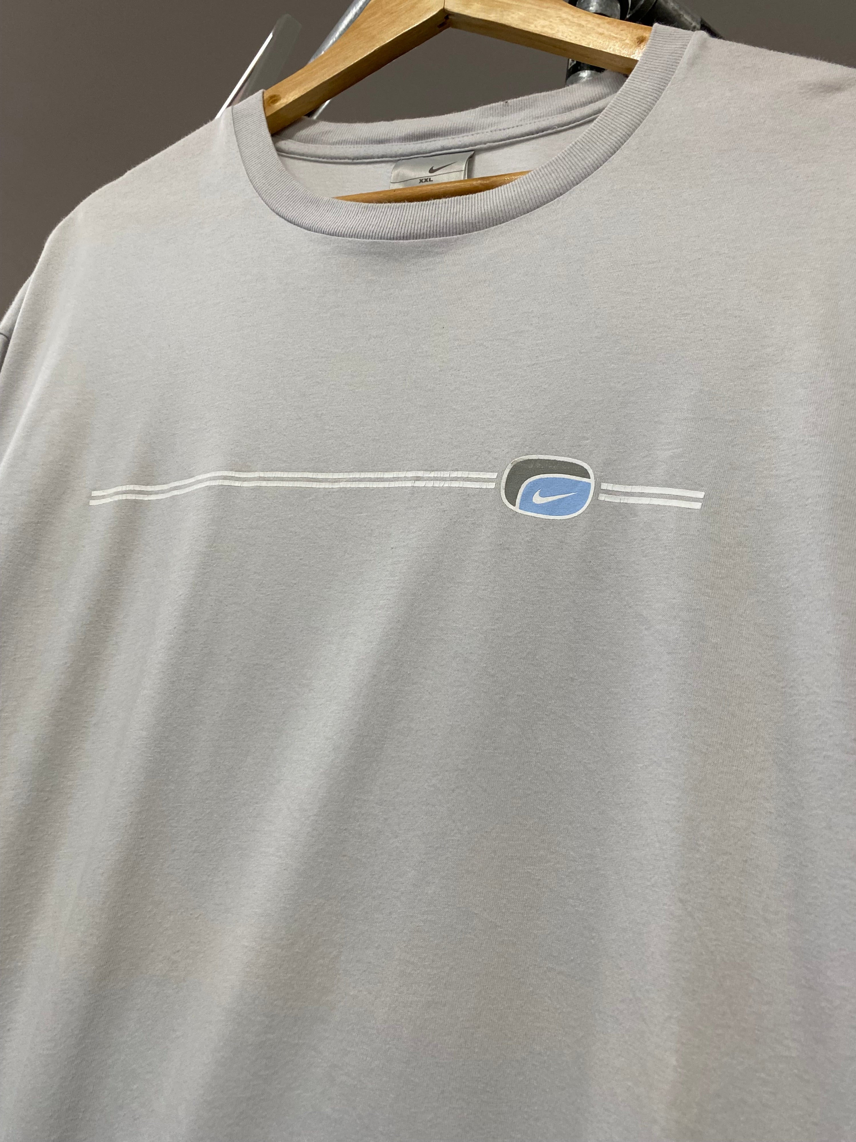 2XL - 2000s Nike 2 Lines Off Blue Tee