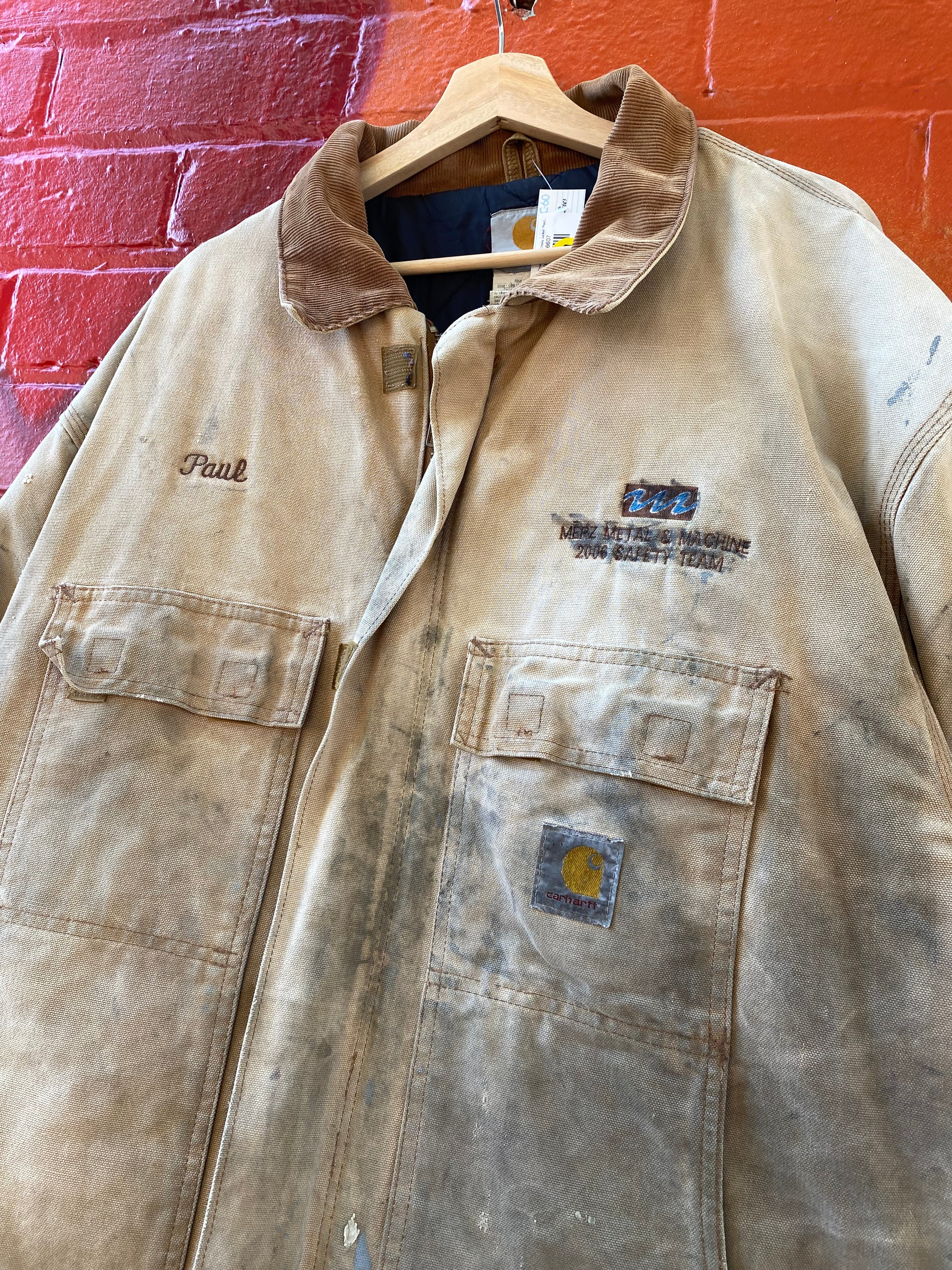 [XLT] Carhartt Thrashed Tan Chore Jacket 'Paul' Difficult Zip