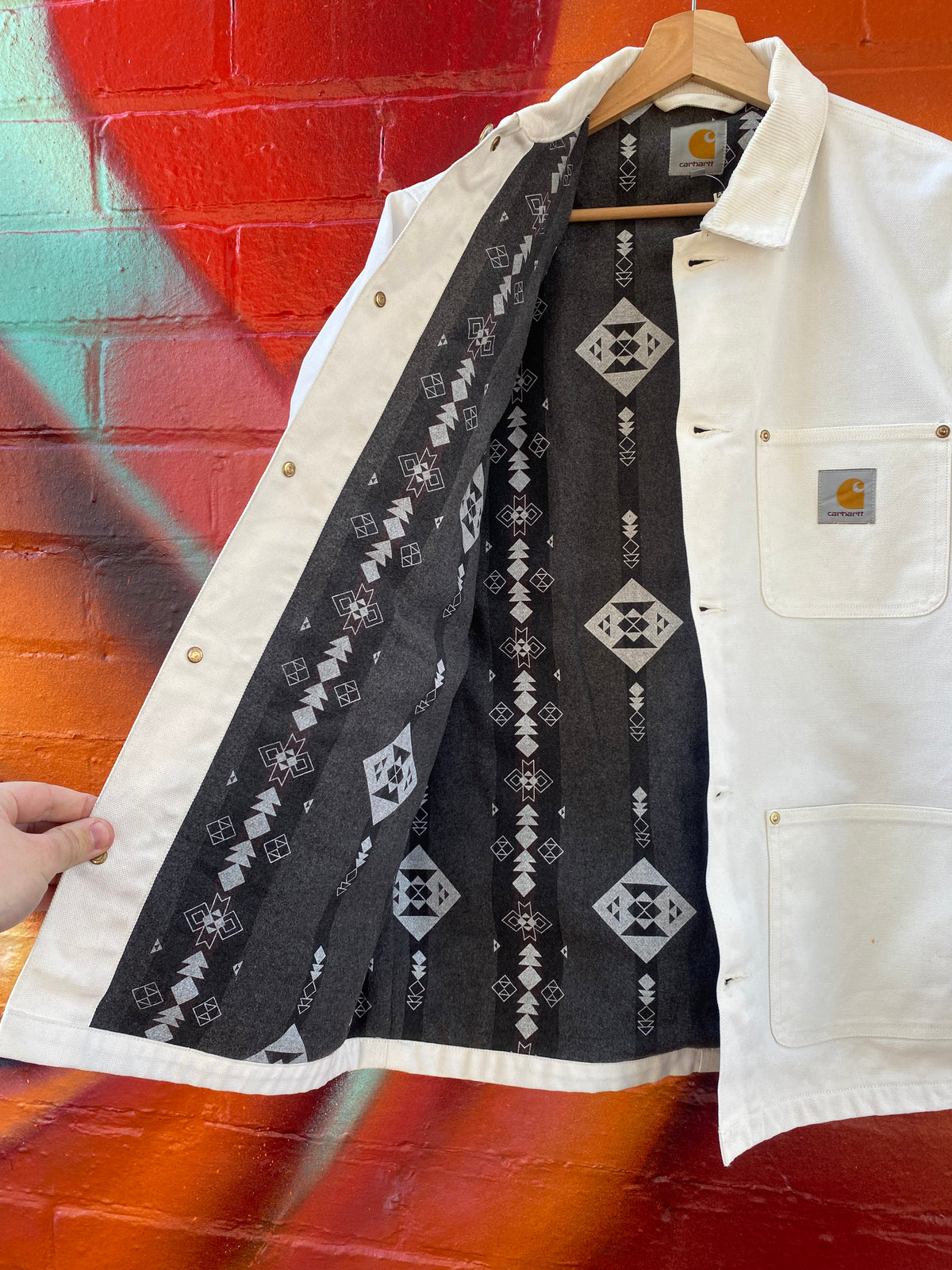 [M] Carhartt WIP White Michigan Coat Aztec Lining
