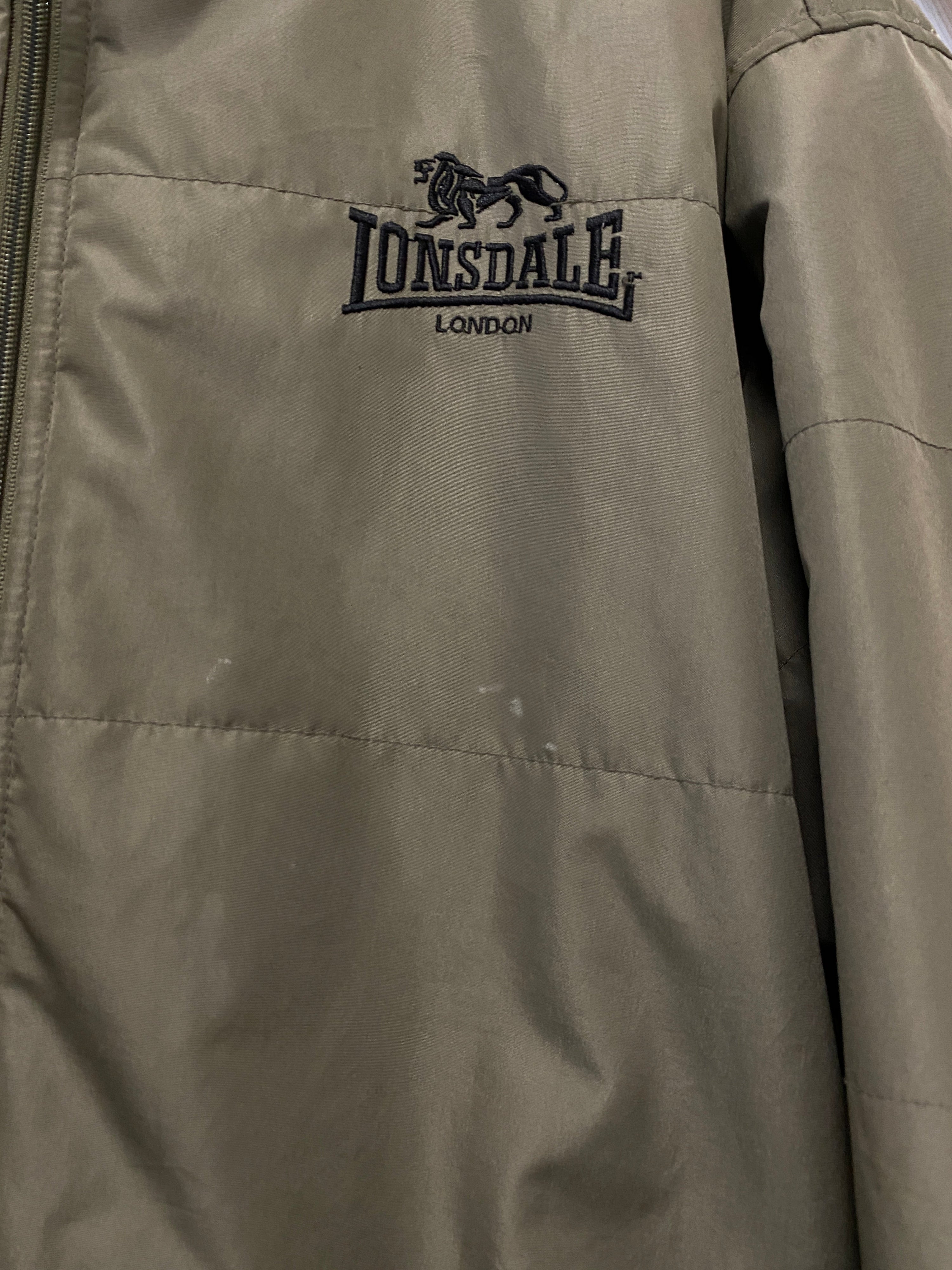 XL - 2000s Lonsdale Embroidered Olive Zip Up Jacket