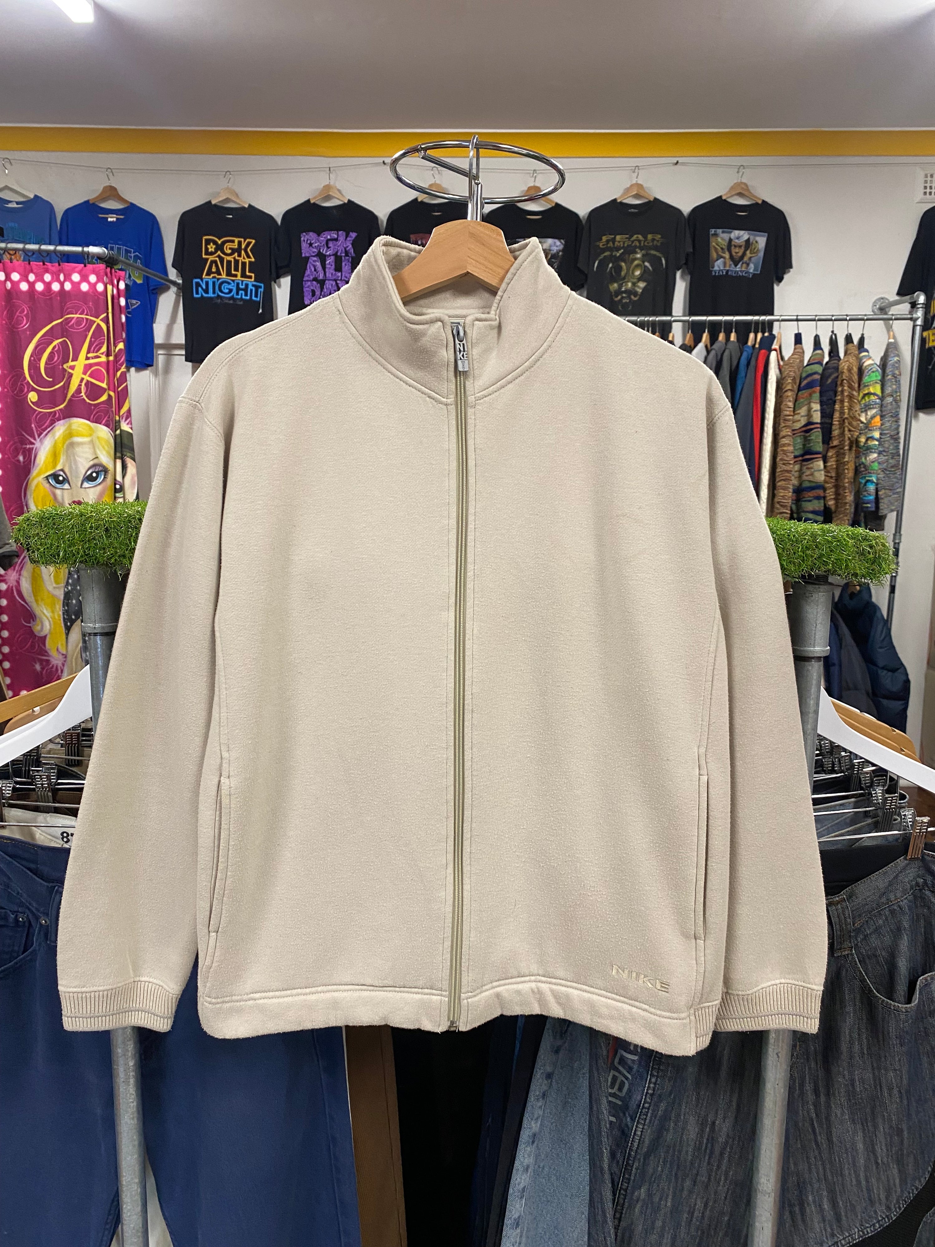 [L] Nike Beige Zip-up Jumper