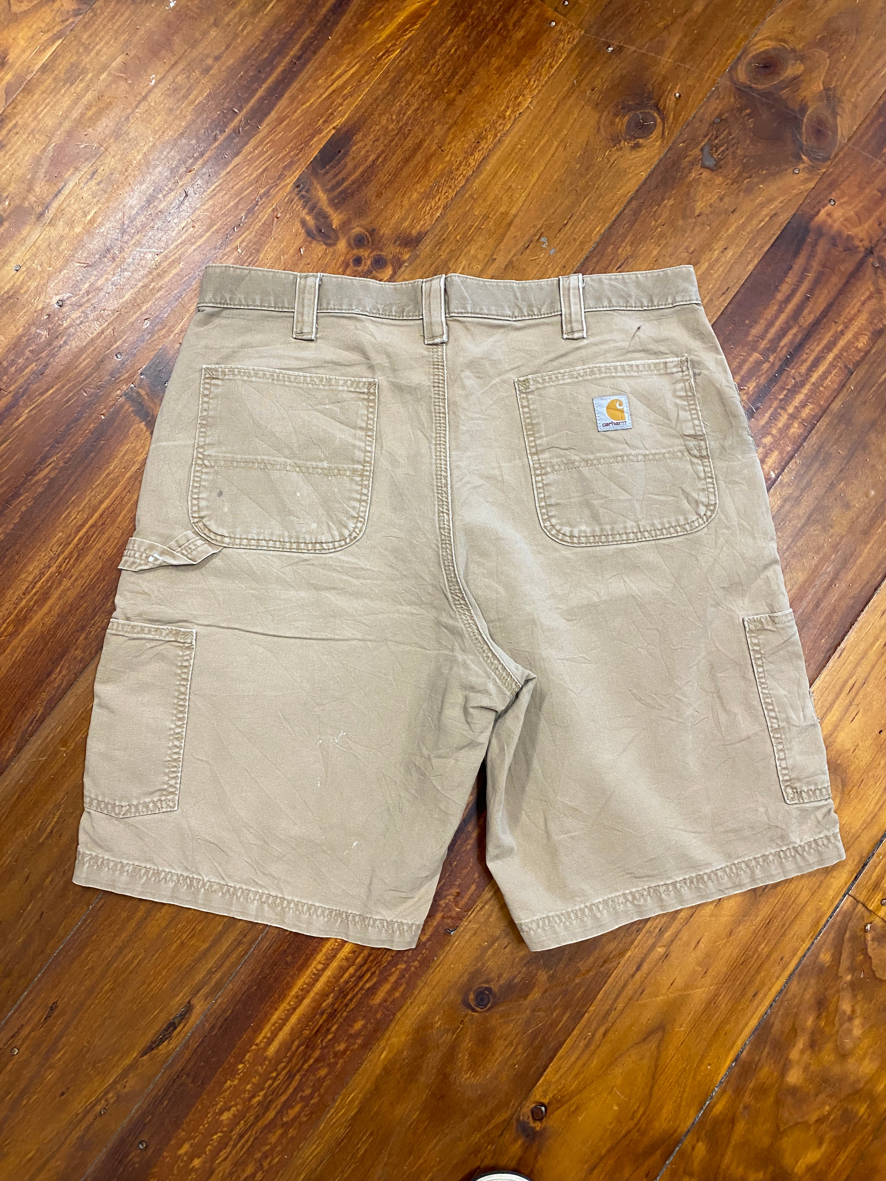 38 - Carhartt Beige/Brown Carpenter Shorts Paint DS152