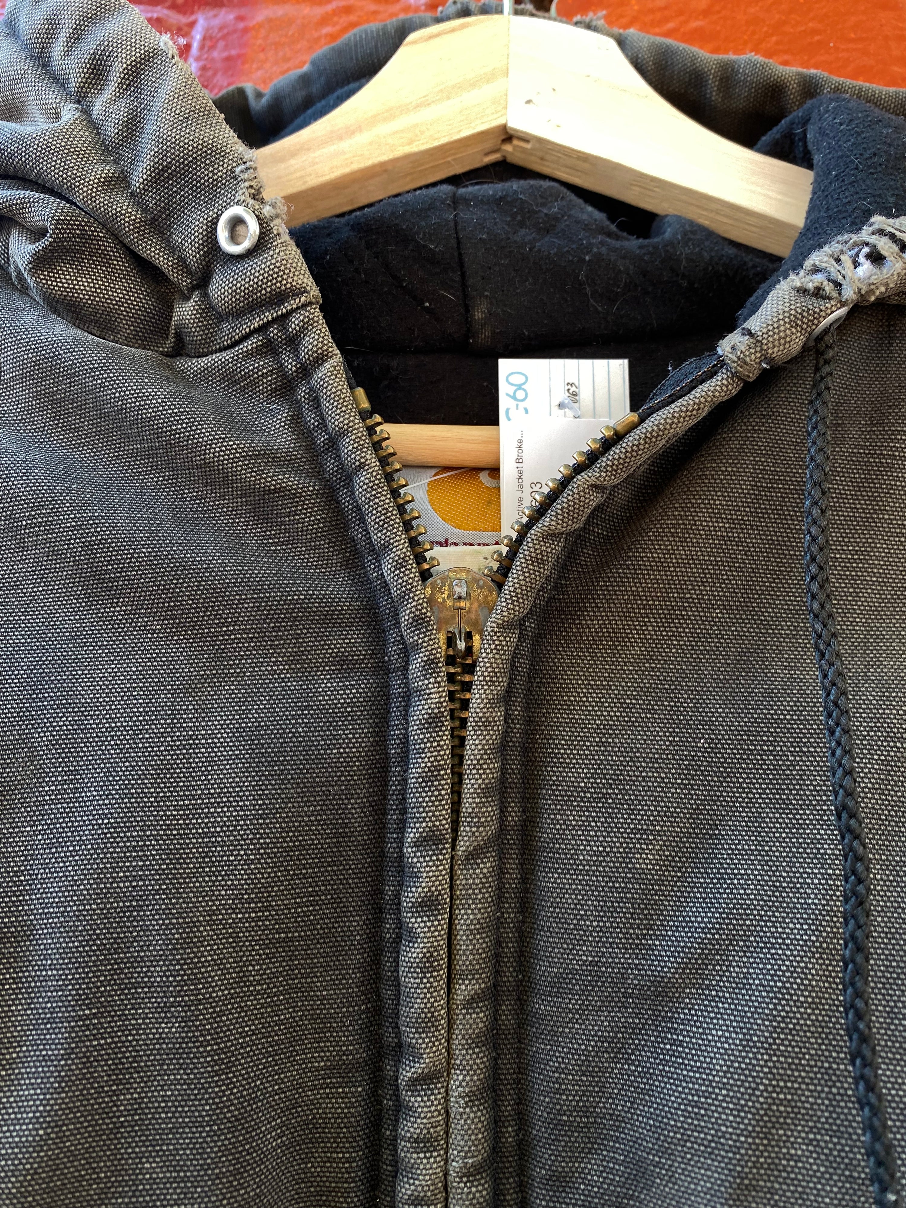 [XL] Carhartt Thrashed Grey Active Jacket Broken Zip